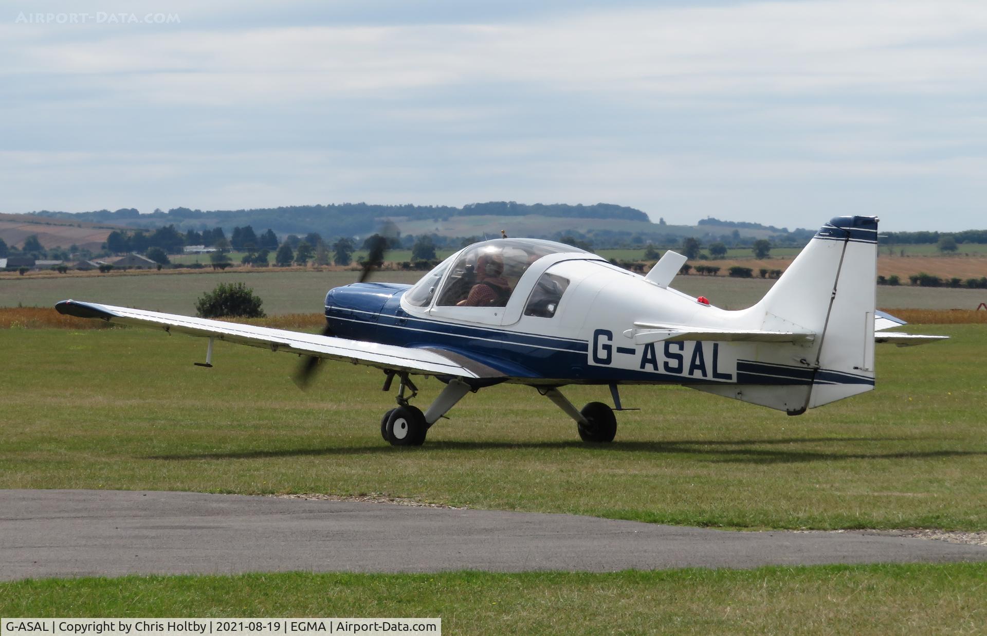 G-ASAL, 1973 Scottish Aviation Bulldog Series 120 Model 124 C/N BH120/239, Much-travelled Bulldog seen departing Fowlmere Airfield, Cambs.