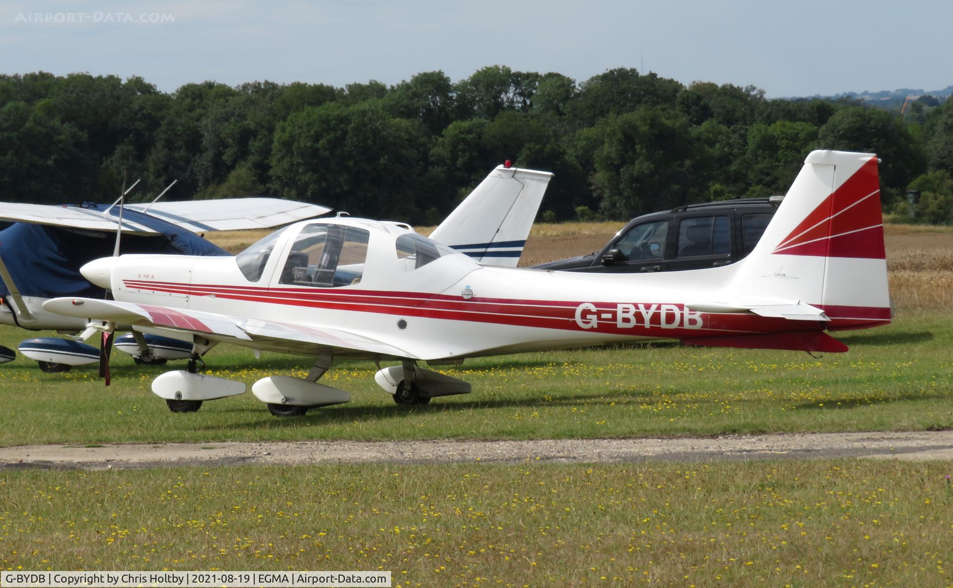 G-BYDB, 1988 Grob G-115B C/N 8025, 1988 Grob 115B parked at Fowlmere Airfield, Cambs.