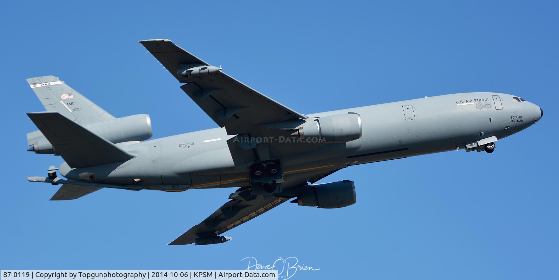 87-0119, 1987 McDonnell Douglas KC-10A Extender C/N 48305, BLUE51 departing RW16