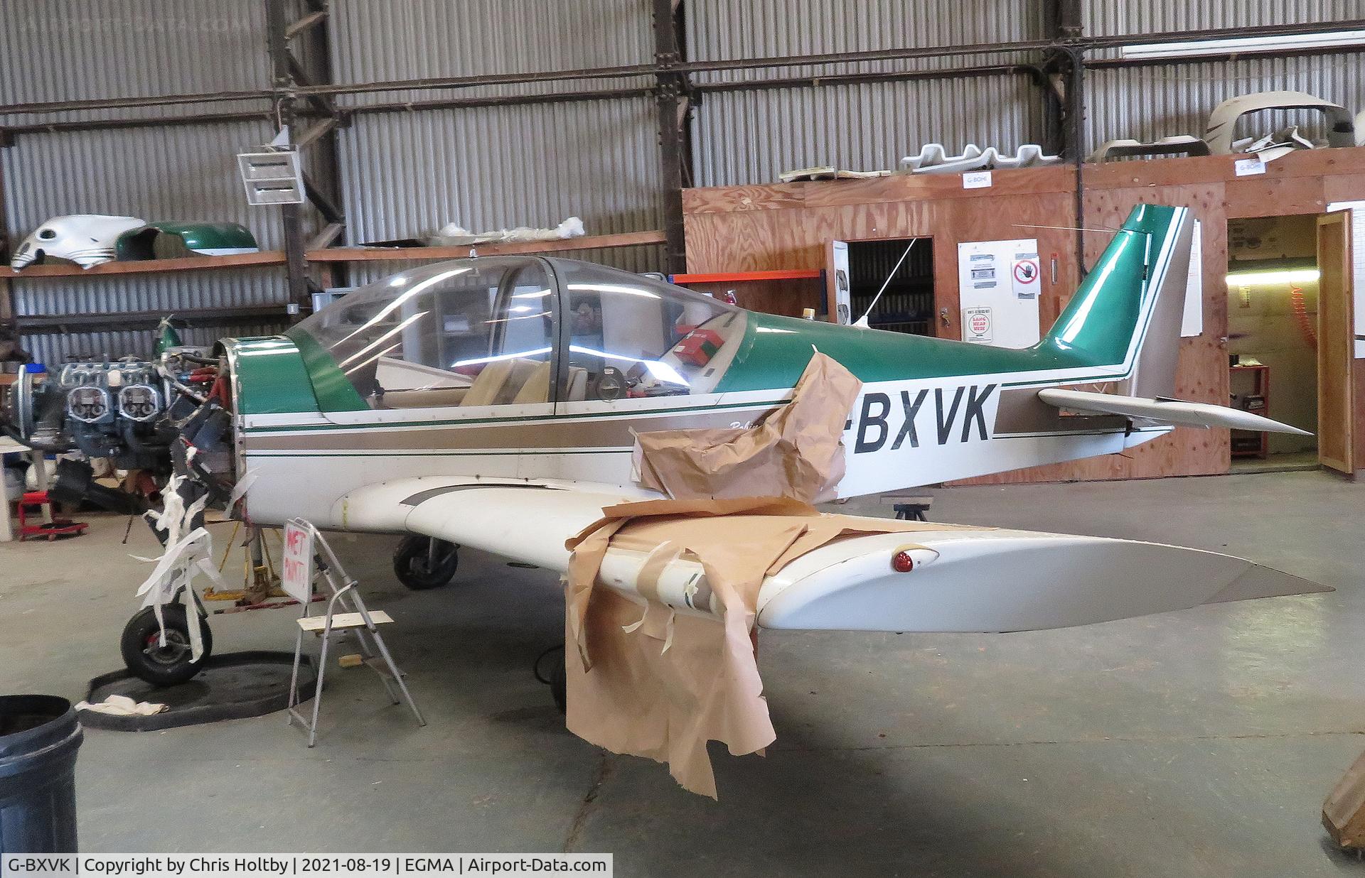 G-BXVK, 1998 Robin HR-200-120B C/N 326, In the maintenance section of the main hangar at Fowlmere.