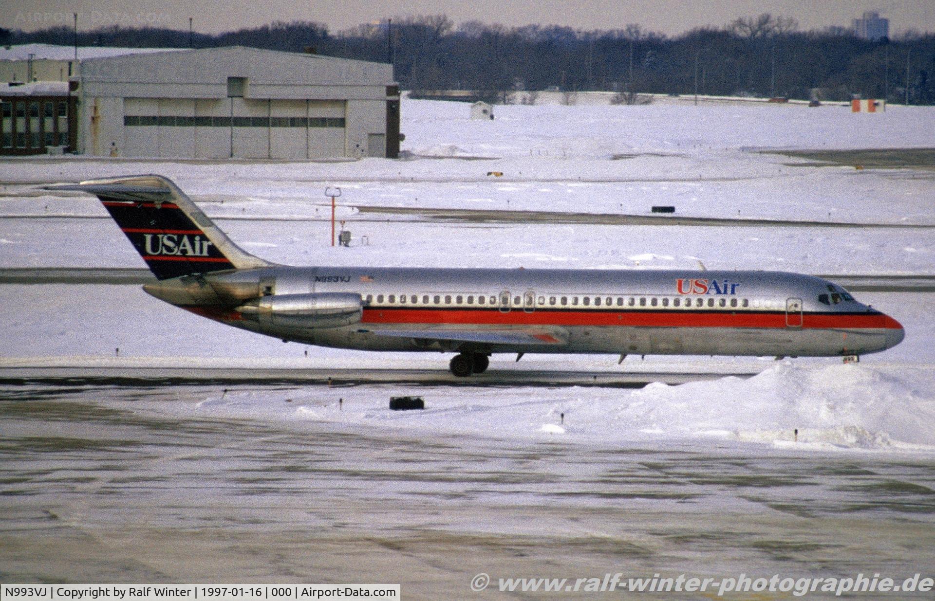 N993VJ, 1969 Douglas DC-9-31 C/N 47332, McDonnell Douglas DC-9-31 - US AWE US Airways - 47332 - N993VJ - 16.01.1997