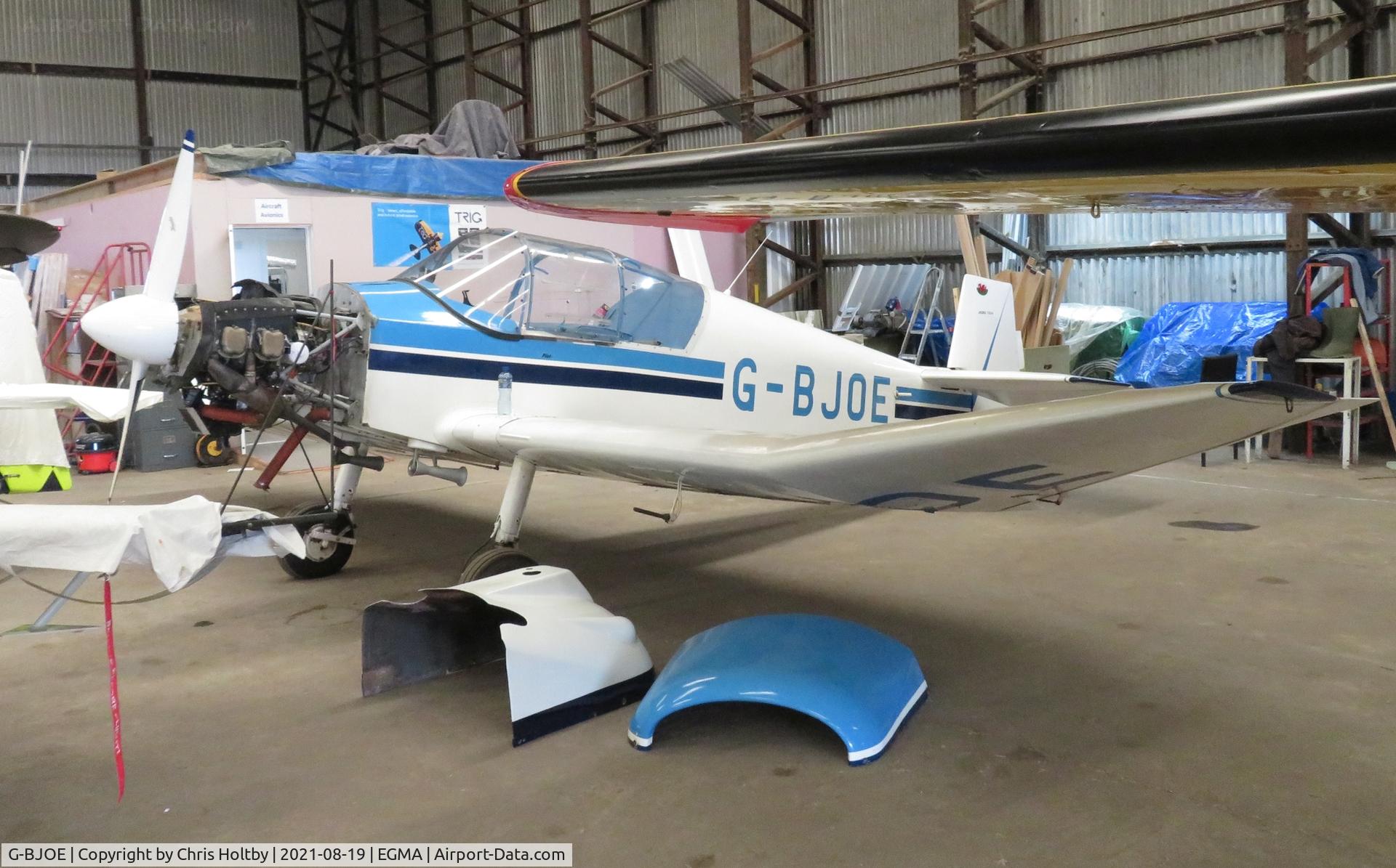 G-BJOE, 1960 Jodel (Wassmer) D-120A Paris-Nice C/N 177, Undergoing maintenance in the hangar at Fowlmere Airfield, Cambs.