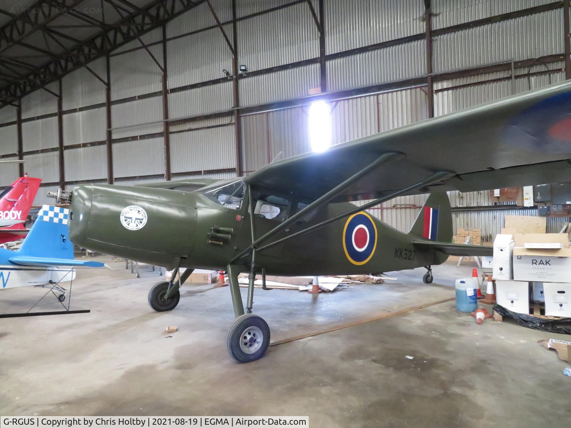 G-RGUS, 1946 Fairchild UC-61K Argus III (24R-46A) C/N 1145, Fairchild Argus III 1946 in the hangar at Fowlmere, Cambs.