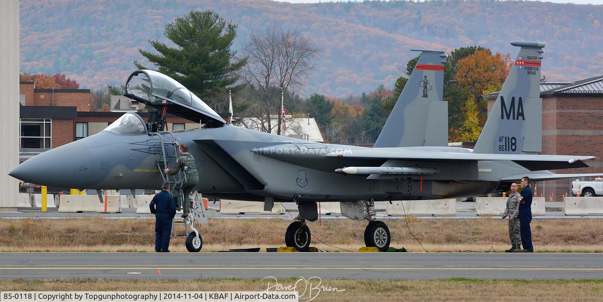 85-0118, 1985 McDonnell Douglas F-15C Eagle C/N 0974/C360, morning sortie getting ready to fire up.