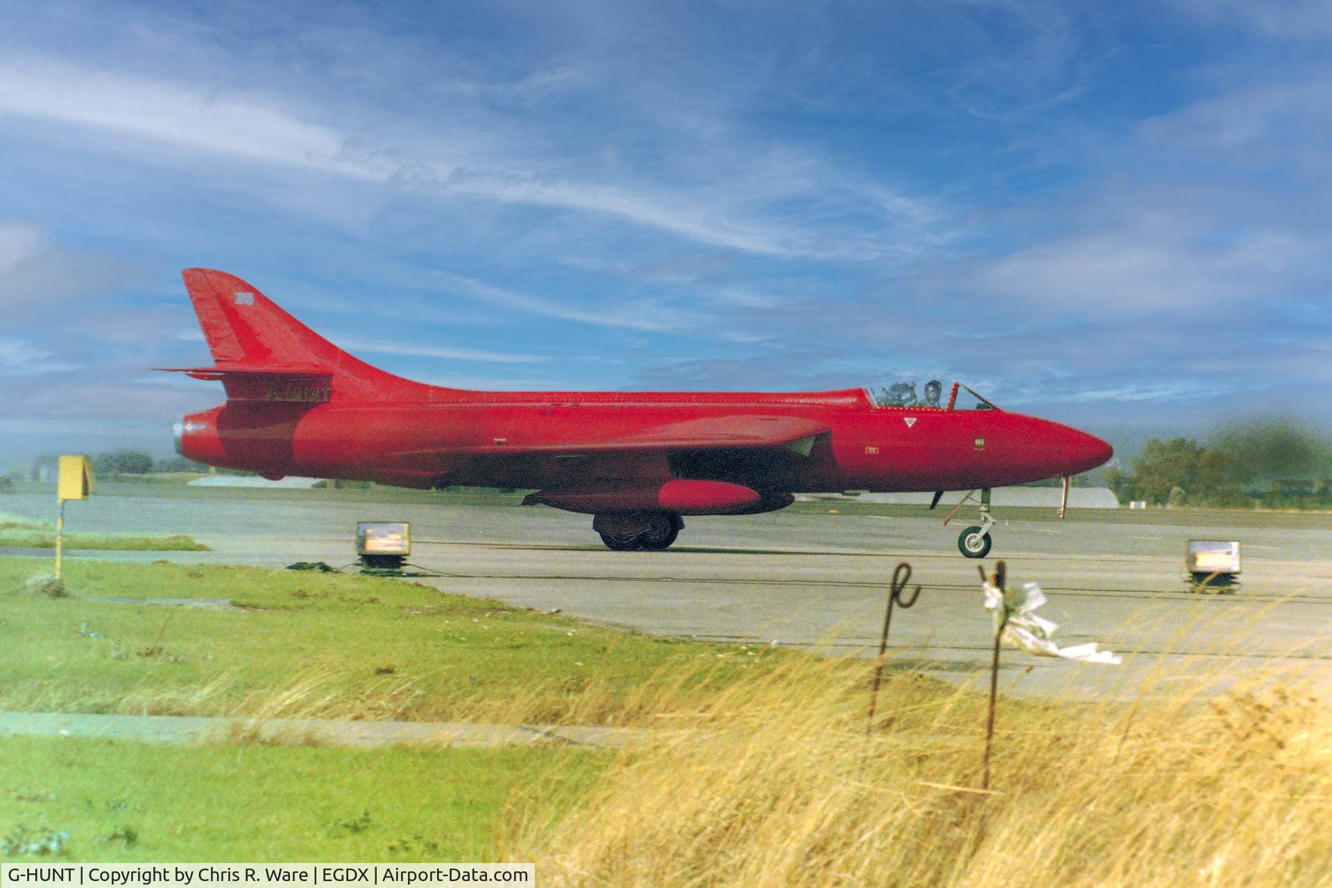 G-HUNT, 1956 Hawker Hunter F.51 C/N 41H-680277, G-HUNT at RAF St. Athan. Date uncertain.