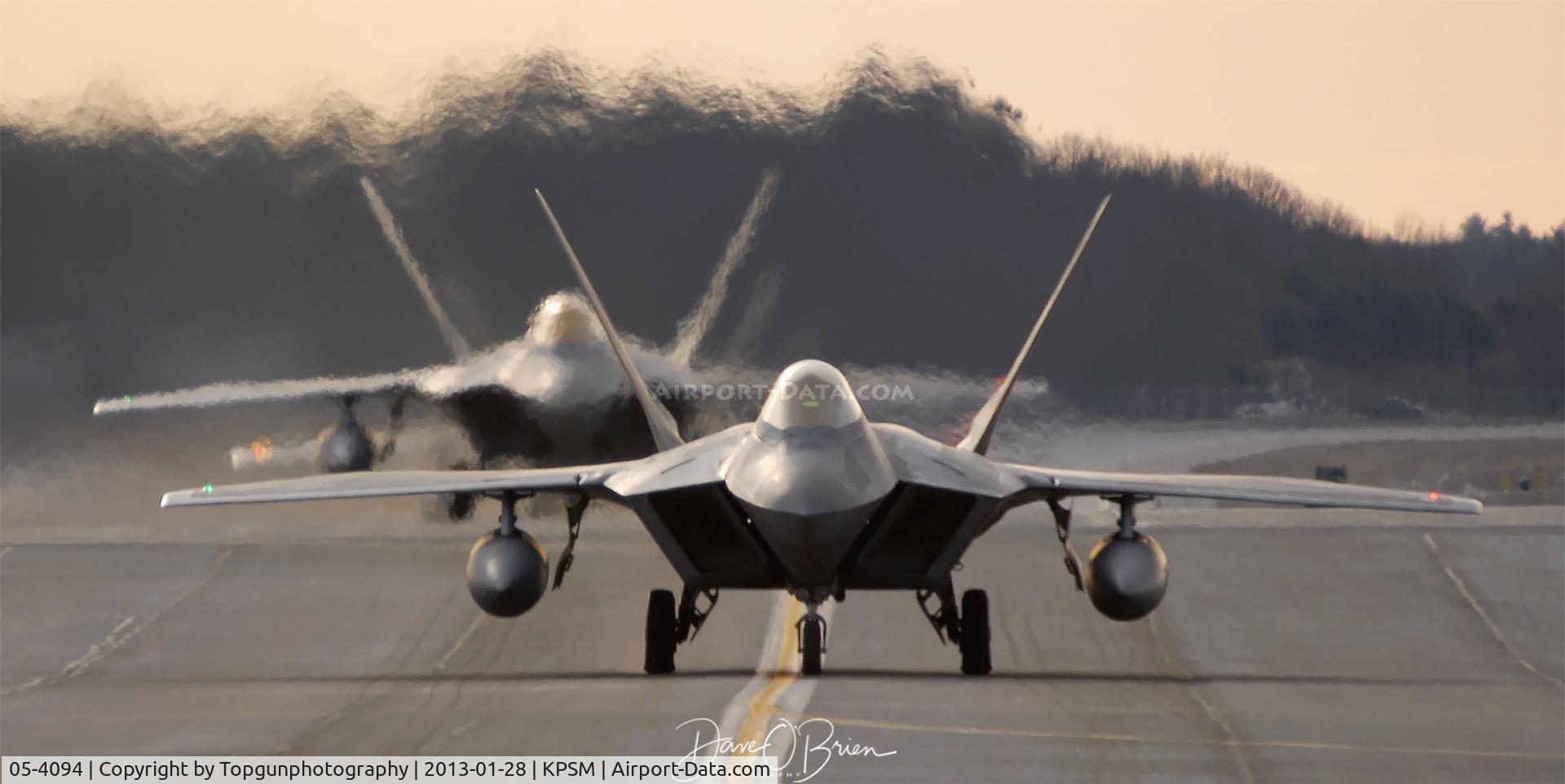 05-4094, 2005 Lockheed Martin F-22A Raptor C/N 4094, 199th FS out of Hollman taxing to RW16