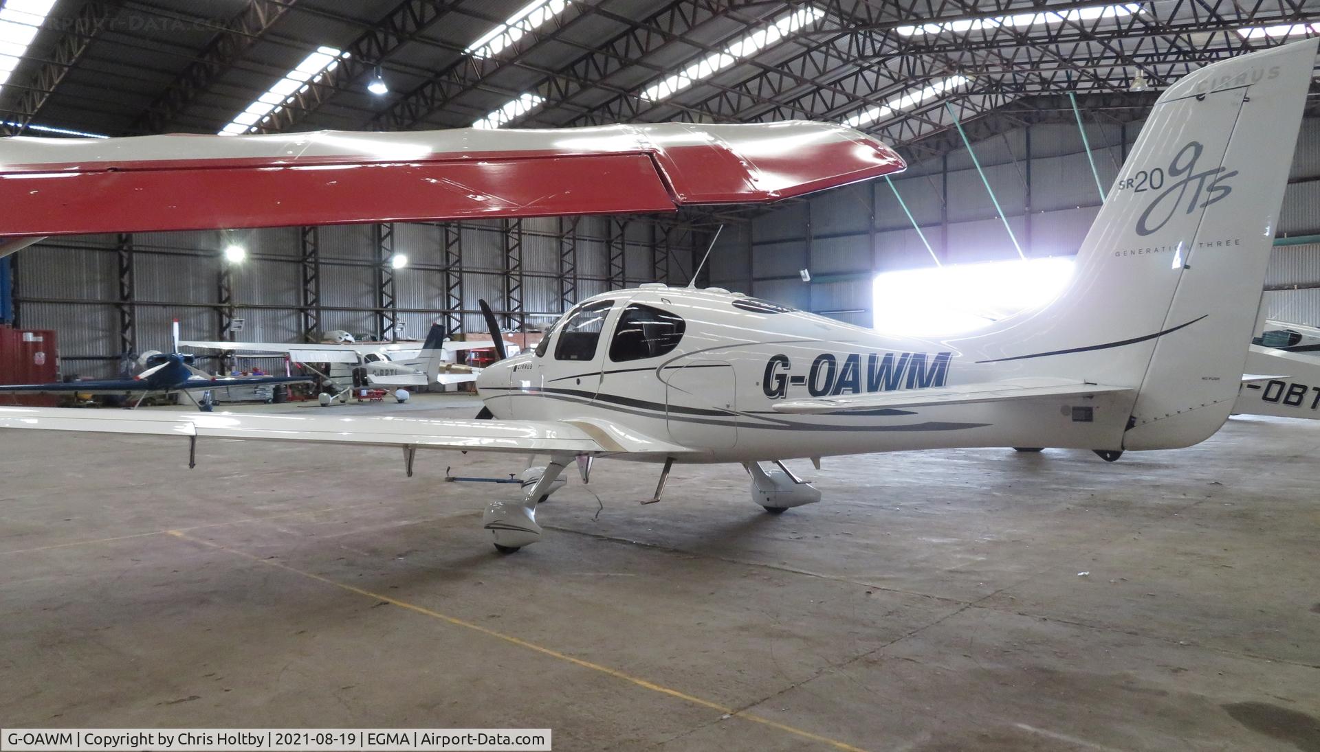 G-OAWM, 2008 Cirrus SR20 GTS G3 C/N 1972, In the hangar at Fowlmere, Cambs.