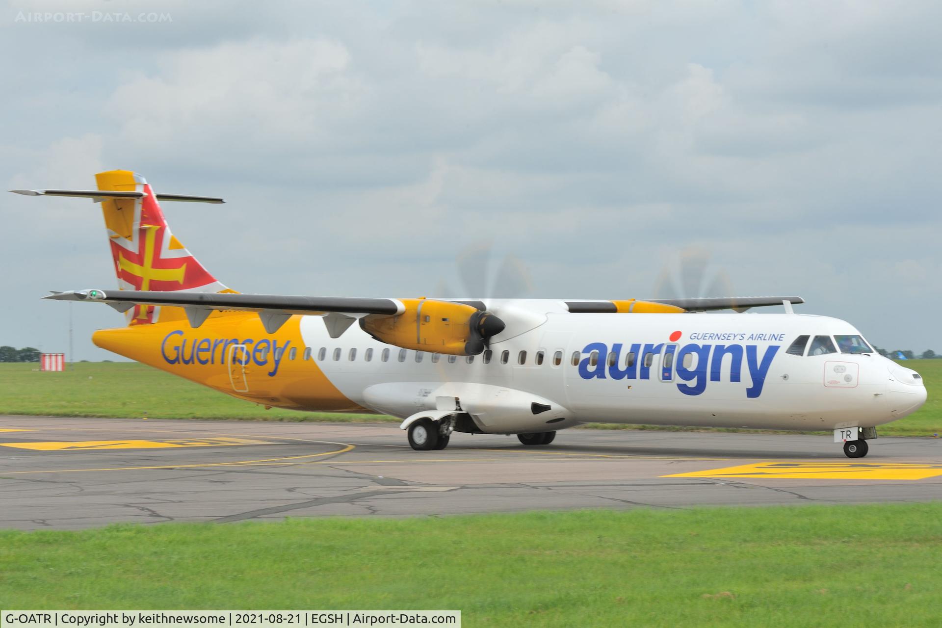 G-OATR, 2019 ATR 72-600 (72-212A) C/N 1580, Arriving at Norwich from Guernsey.