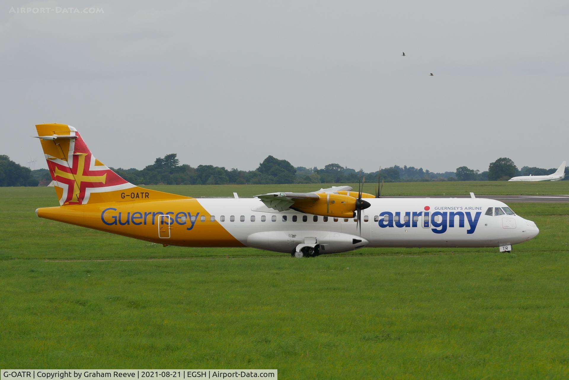 G-OATR, 2019 ATR 72-600 (72-212A) C/N 1580, Departing from Norwich.