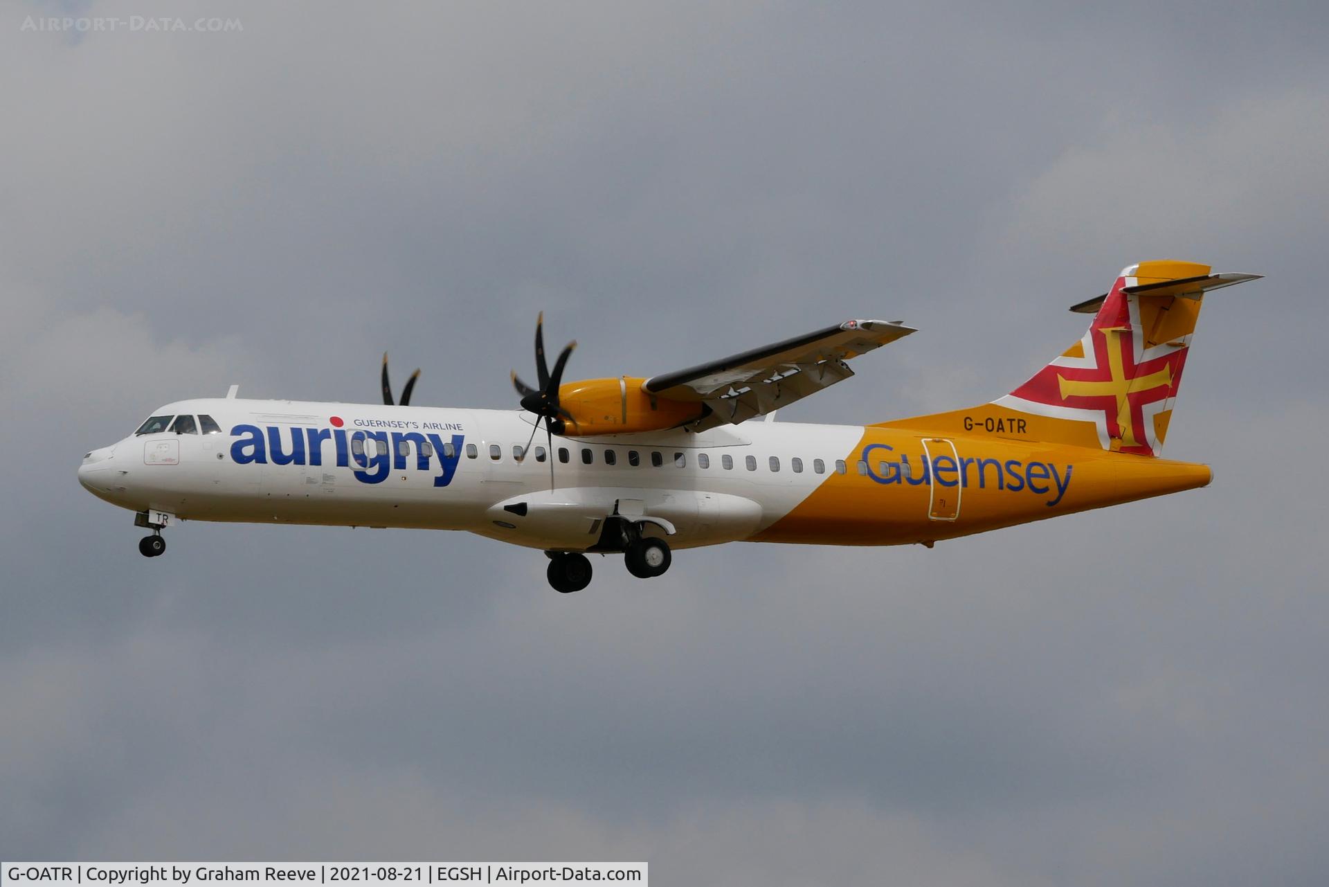 G-OATR, 2019 ATR 72-600 (72-212A) C/N 1580, Landing at Norwich.