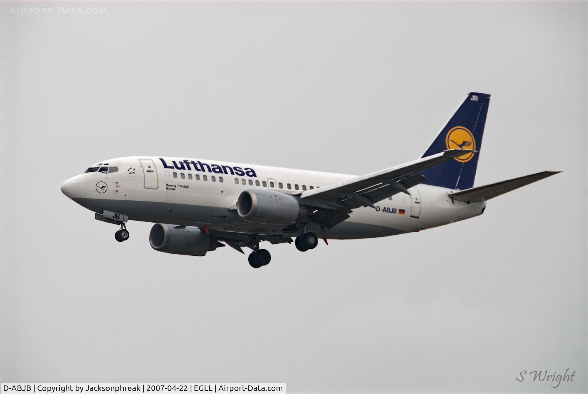 D-ABJB, 1991 Boeing 737-530 C/N 25271, On approach at London Heathrow UK