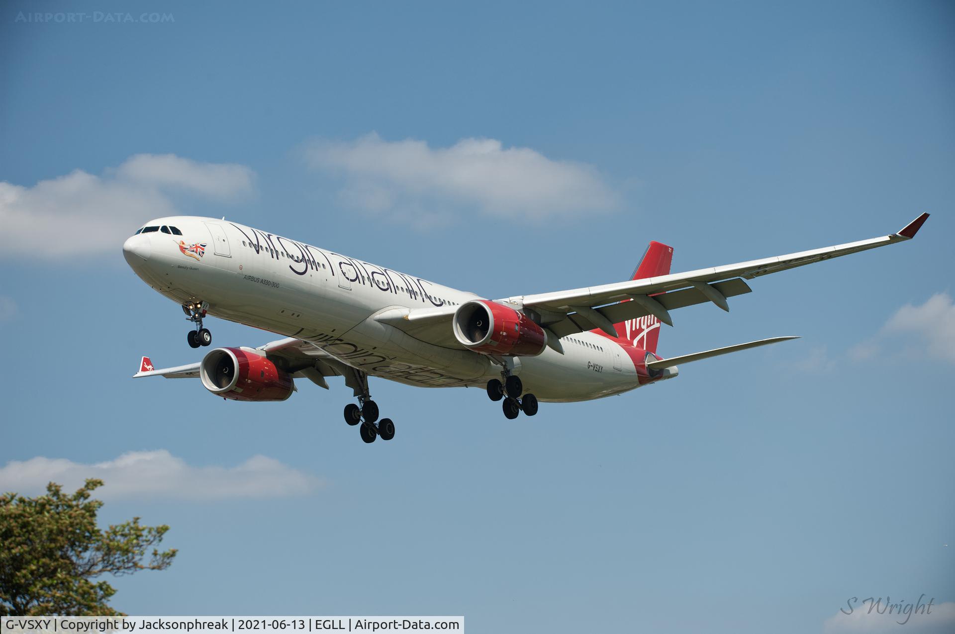 G-VSXY, 2010 Airbus A330-343X C/N 1195, On finals at London Heathrow UK