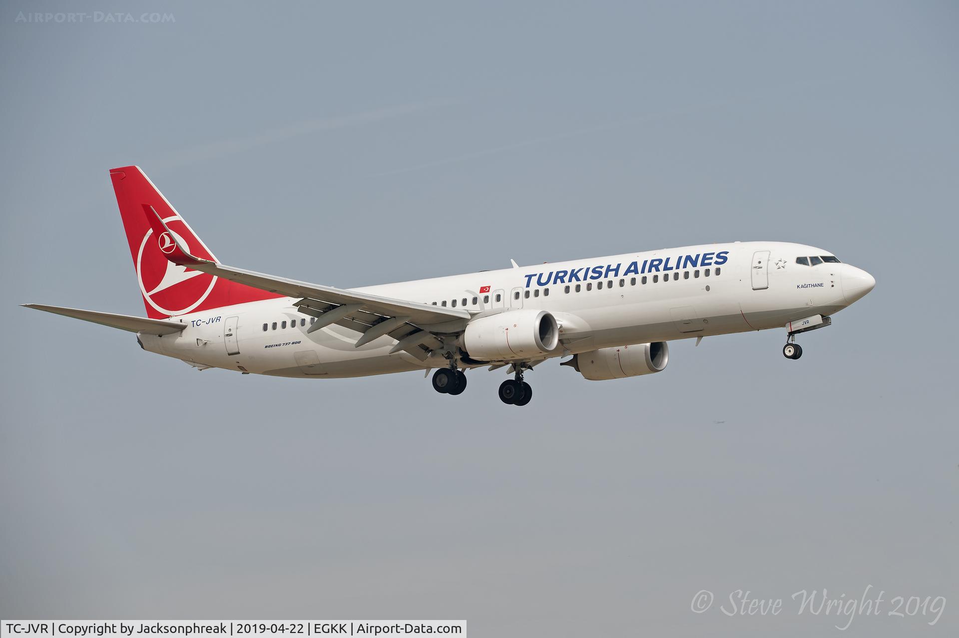 TC-JVR, 2016 Boeing 737-8F2 C/N 60030, On finals at London Gatwick UK