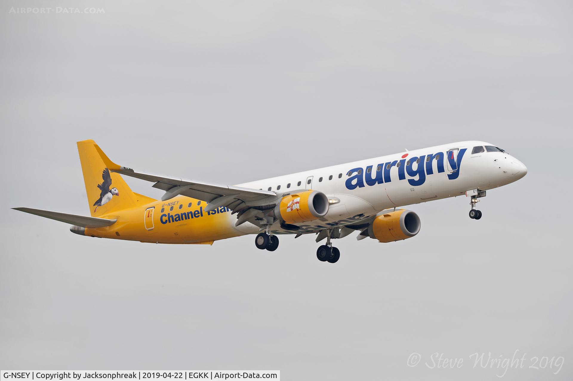 G-NSEY, 2014 Embraer 195STD (ERJ-190-200STD) C/N 19000671, On finals at London Gatwick UK