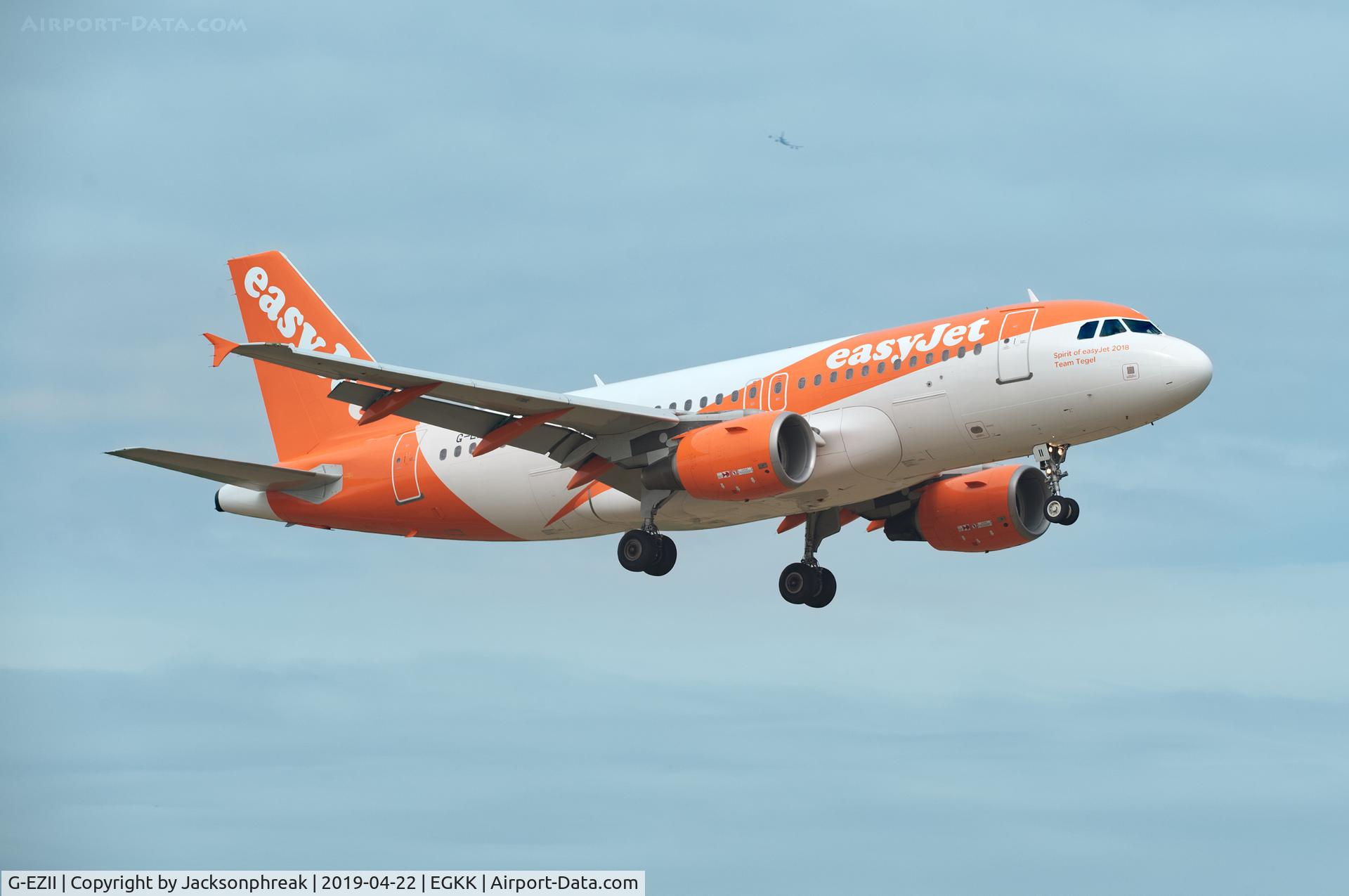 G-EZII, 2005 Airbus A319-111 C/N 2471, On finals at London Gatwick UK