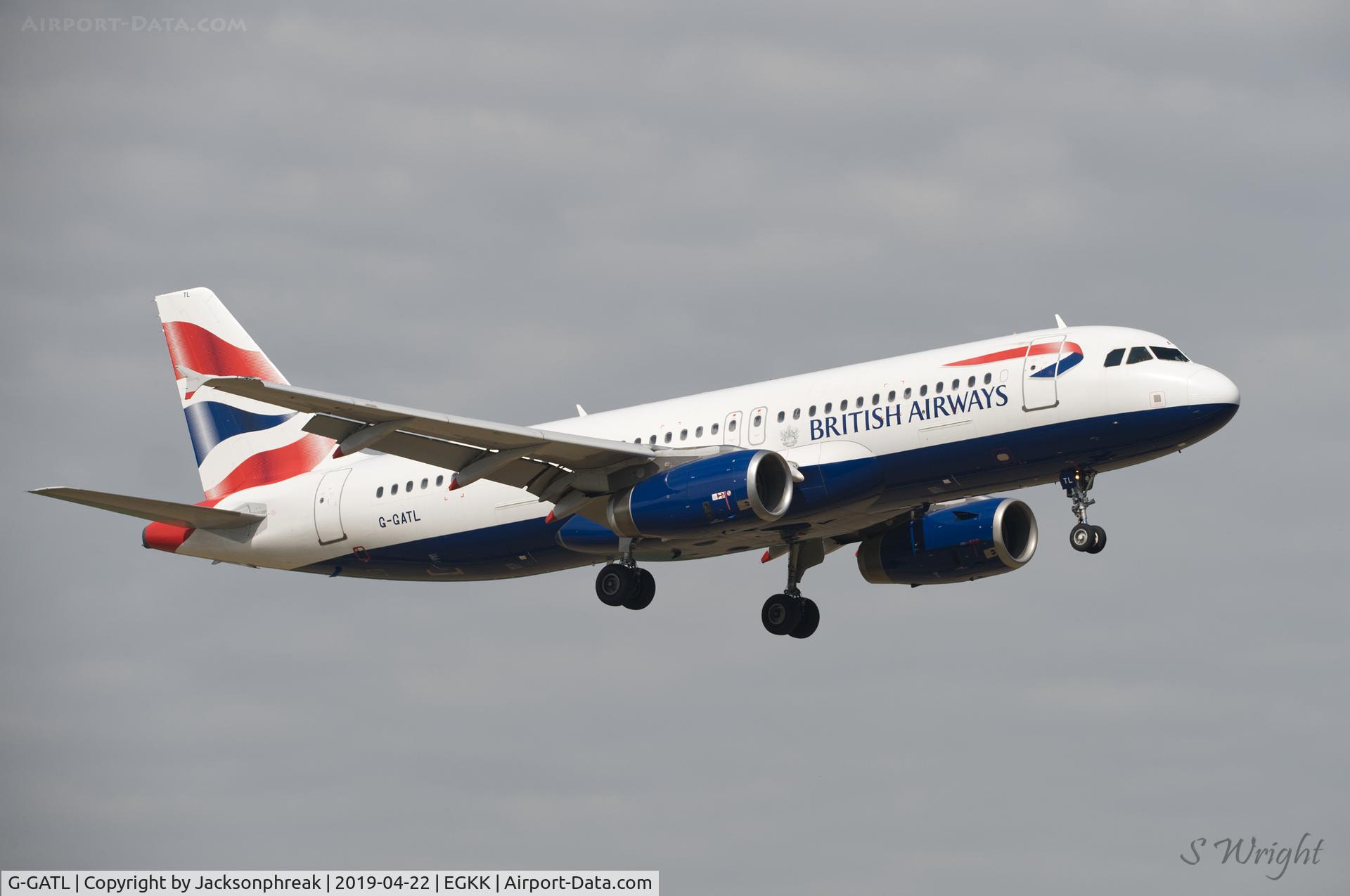 G-GATL, 2002 Airbus A320-233 C/N 1834, On finals at London Gatwick UK