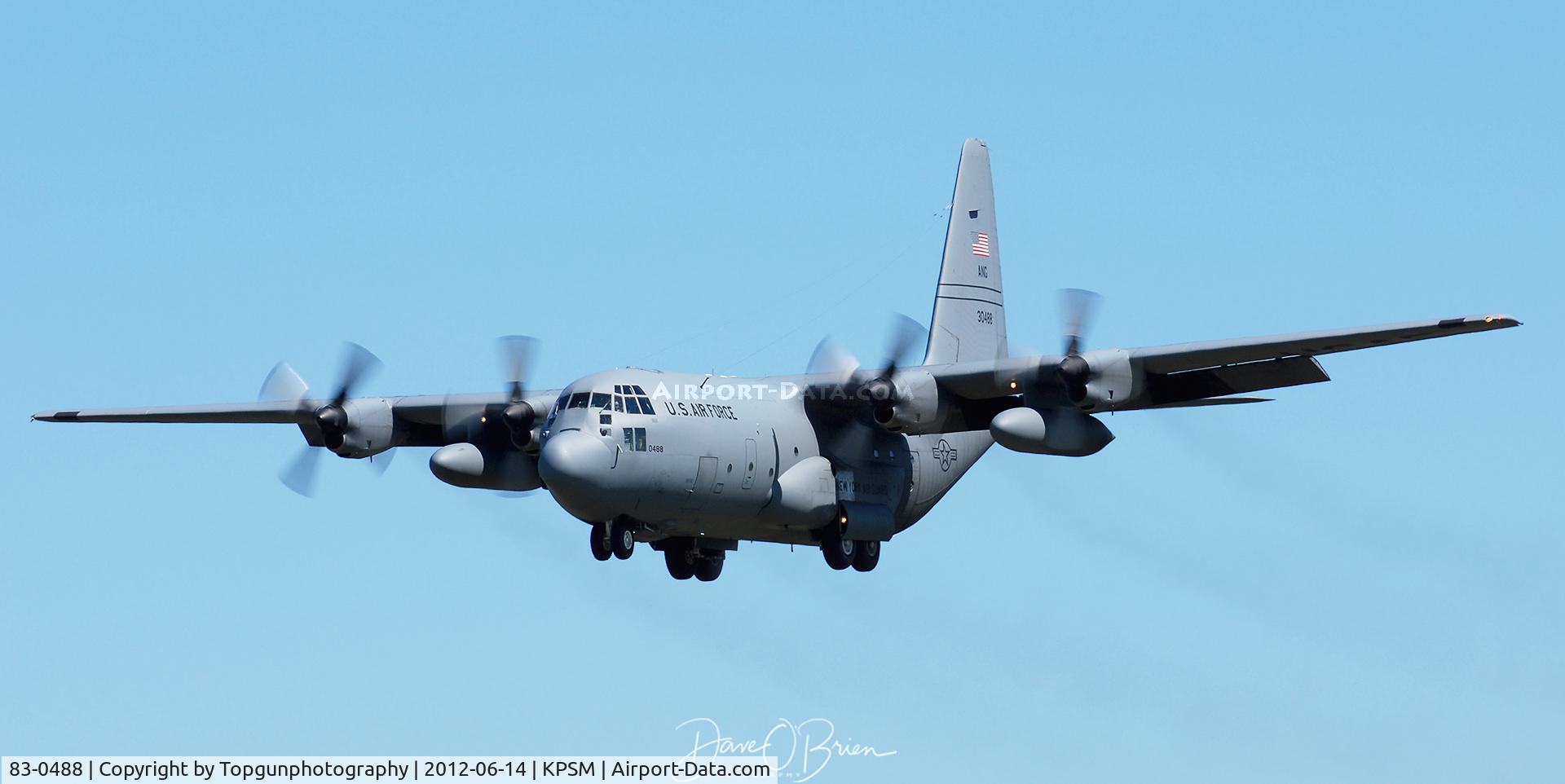 83-0488, 1983 Lockheed C-130H Hercules C/N 382-5014, SKIER21 working RW34