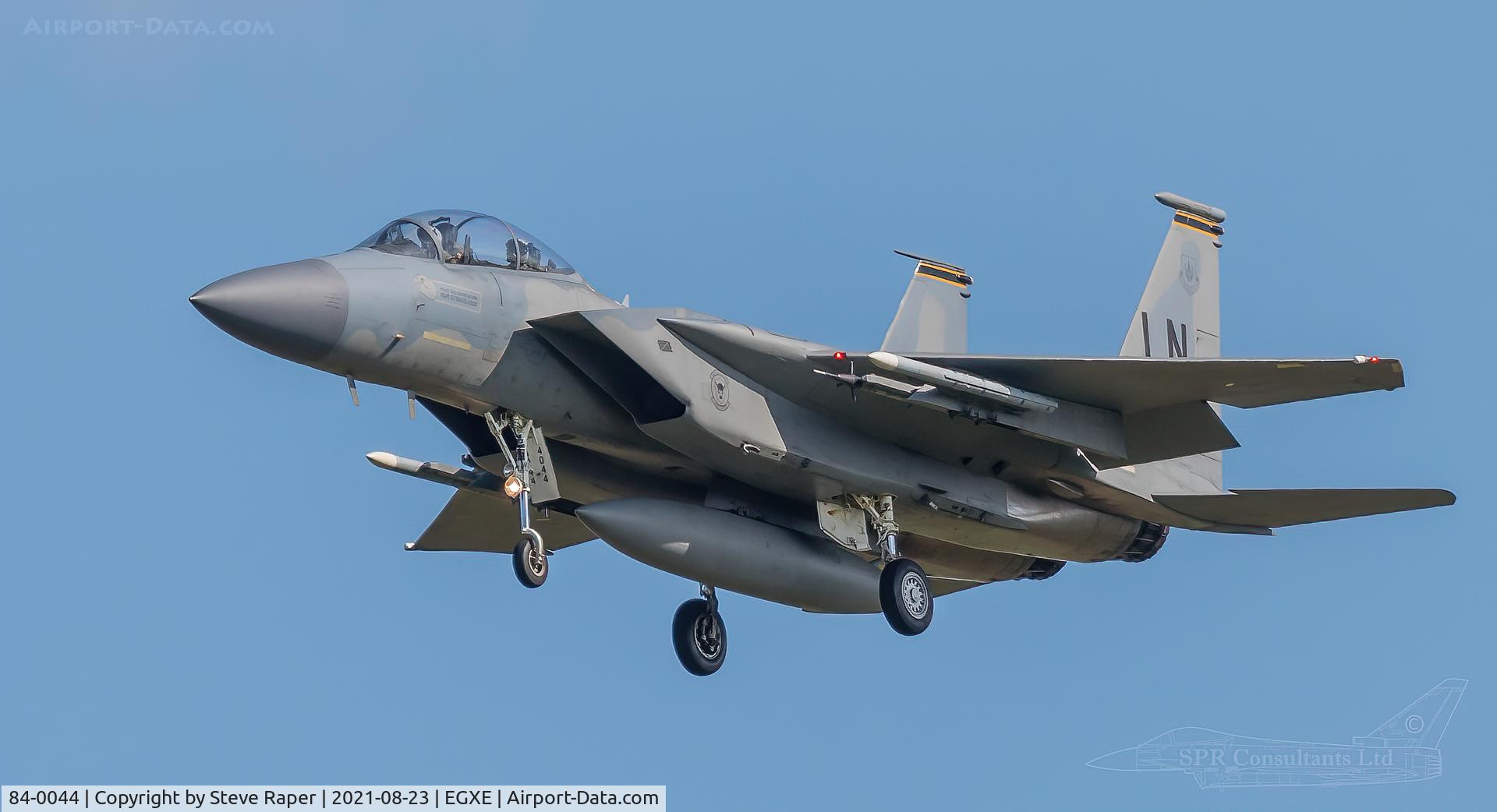 84-0044, 1984 McDonnell Douglas F-15D Eagle C/N 0924/D052, Arriving at RAF Leeming for a detachment.