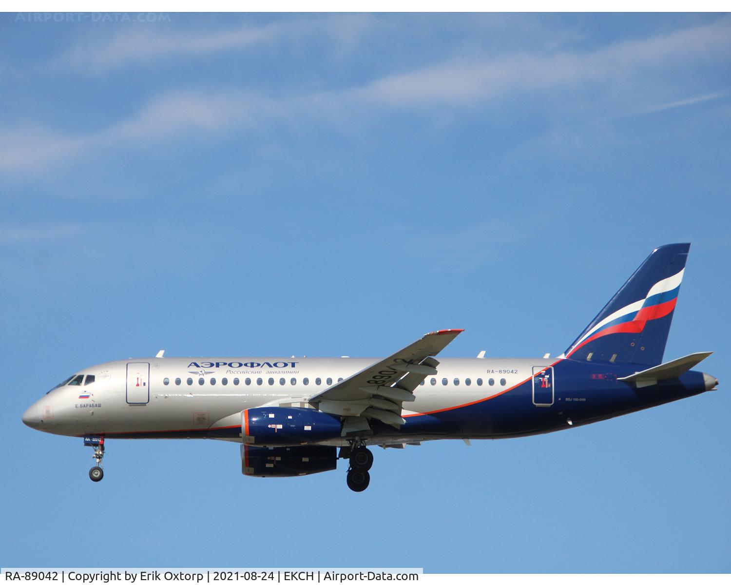 RA-89042, 2014 Sukhoi SuperJet 100-95B C/N 95068, RA-89042 landing rw 22L