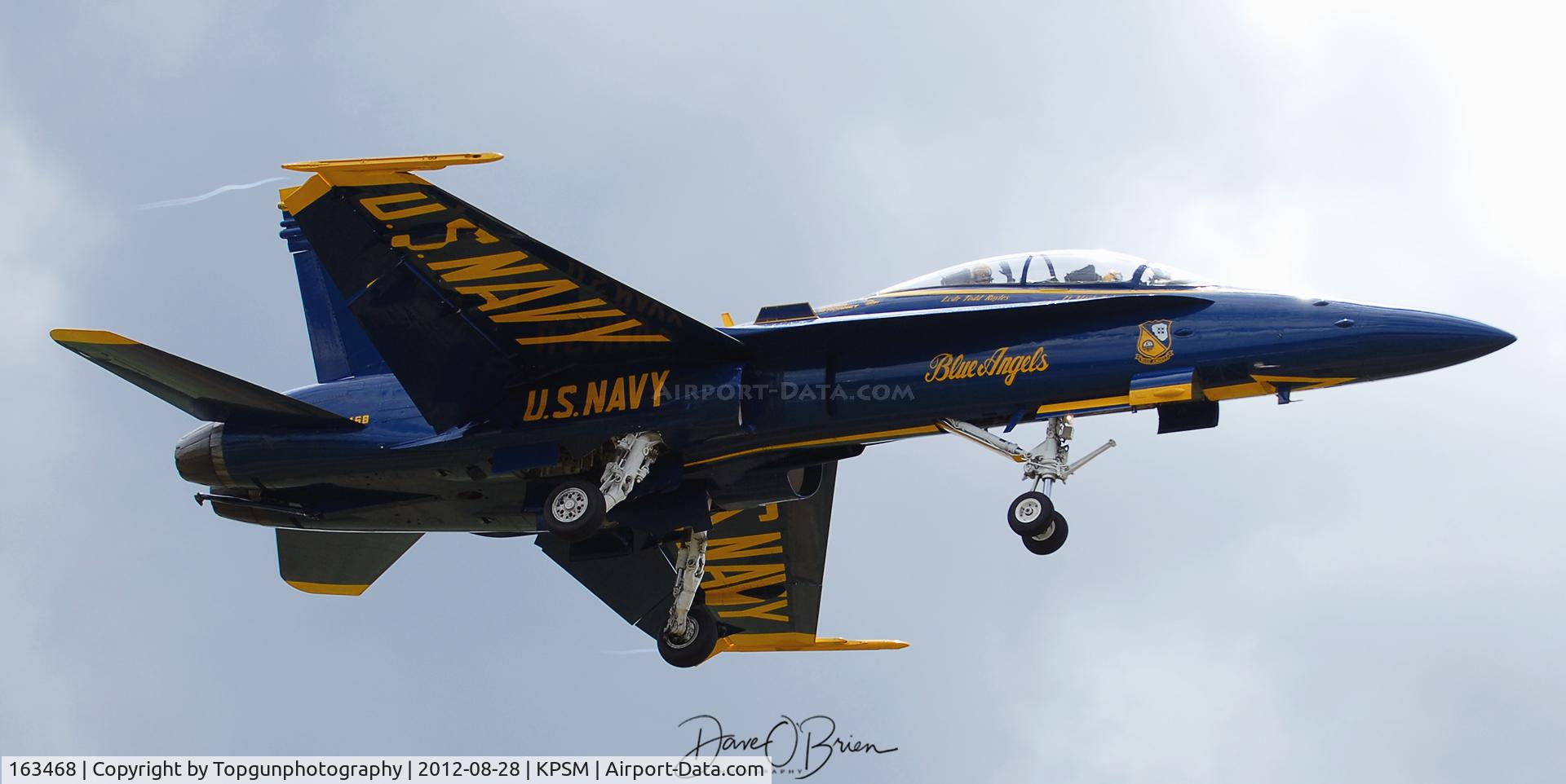 163468, McDonnell Douglas F/A-18D Hornet C/N 0691, Blues arriving Portsmouth Air Show 2012
