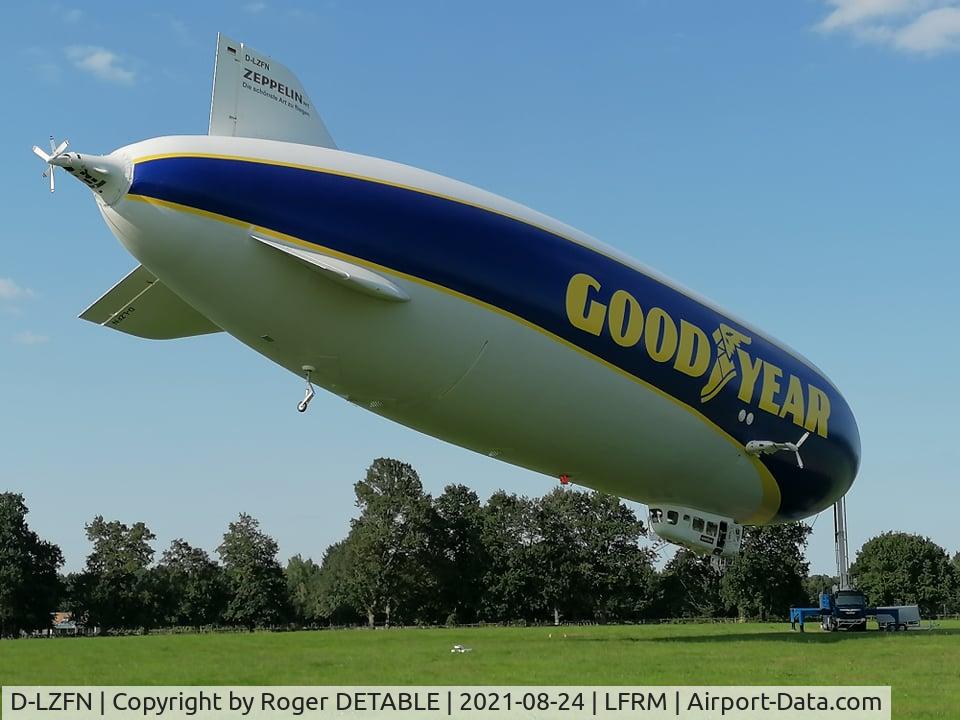 D-LZFN, 1997 Zeppelin LZ N07-100 C/N 001, Zeppelin advertising team for Goodyear based in a field near Ruaudun 72 for the 24h of Le Mans. August 19 to 23, 2021. 5 km from Le Mans LFRM airport