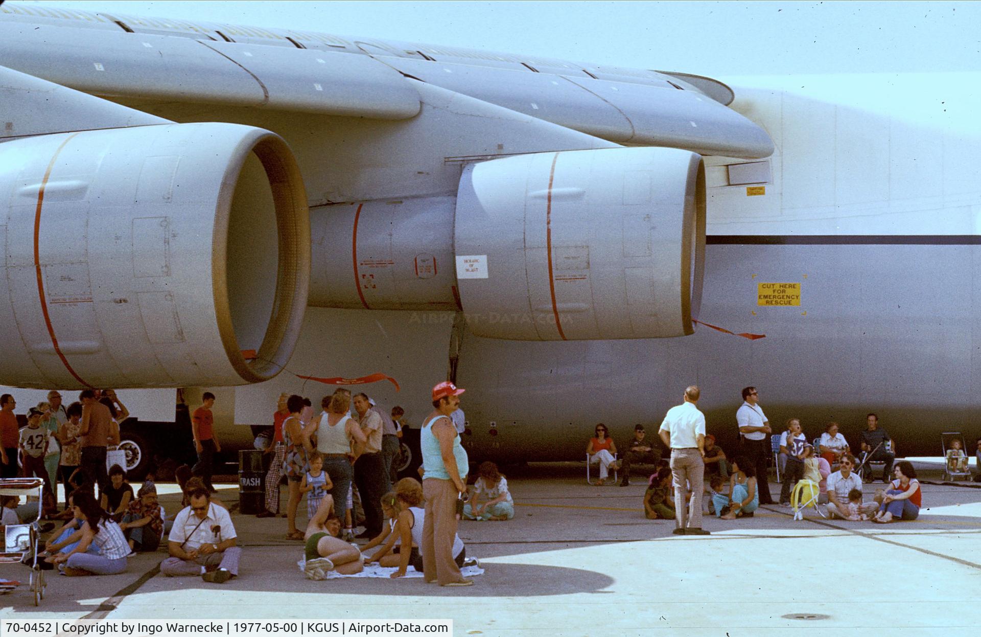 70-0452, 1970 Lockheed C-5A Galaxy C/N 500-0066, Lockheed C-5A Galaxy of the USAF at the 1977 airshow at Grissom AFB, Peru IN