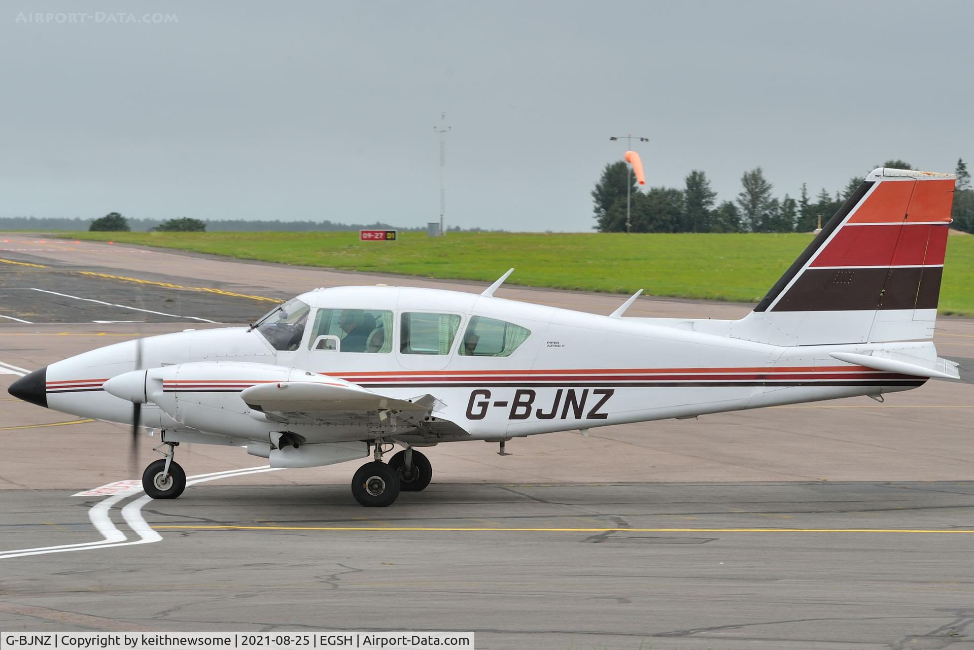 G-BJNZ, 1979 Piper PA-23-250 Aztec C/N 27-7954099, Arriving at Norwich from Wellesbourne Mountford.