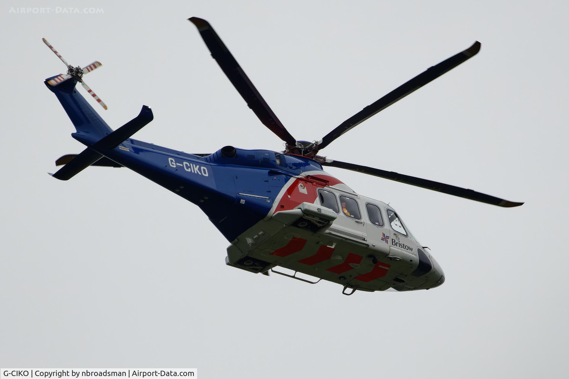 G-CIKO, 2014 AgustaWestland AW-139 C/N 41378, Bristow AW139 seen over North Norfolk returning from a platform out at sea and en-route to Norwich Airport