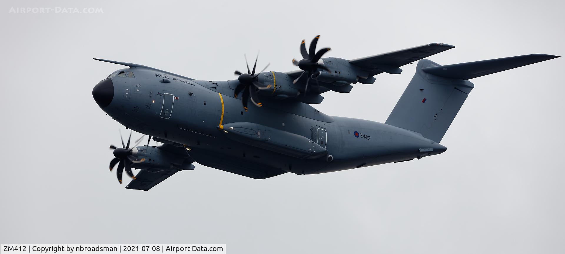 ZM412, 2016 Airbus A400M-180 Atlas C.1 C/N 042, A400M ZM412 low over the sea near Mallaig on the west coast of Scotland and photographed from the deck of a yacht