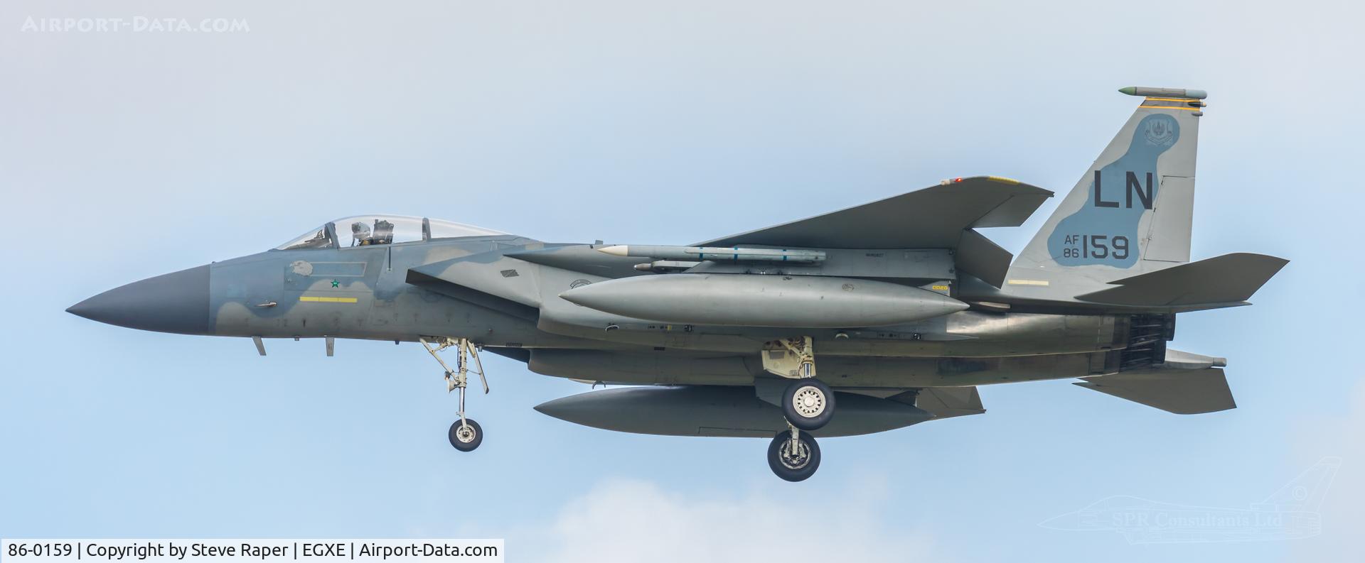86-0159, 1986 McDonnell Douglas F-15C Eagle C/N 1006/C387, On its way back into Leeming