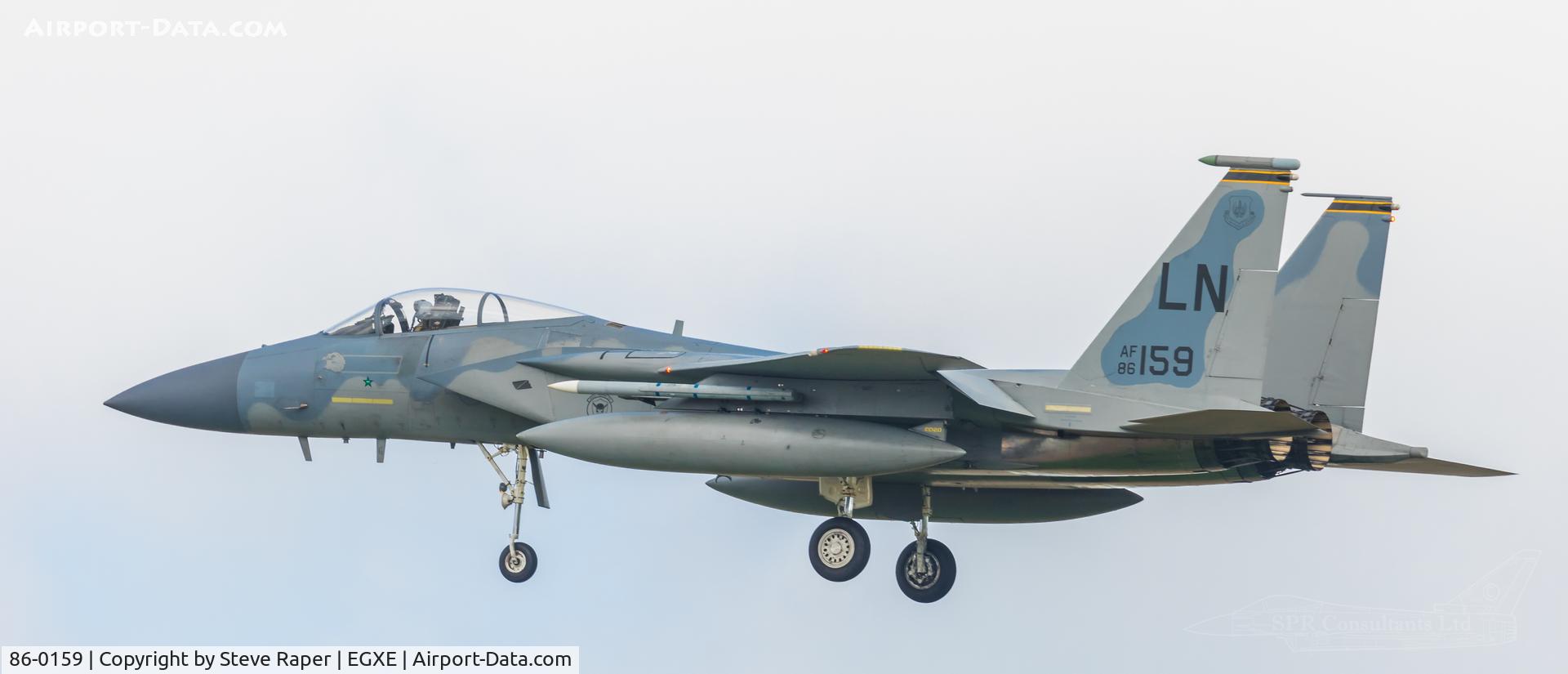 86-0159, 1986 McDonnell Douglas F-15C Eagle C/N 1006/C387, On its way back into RAF Leeming