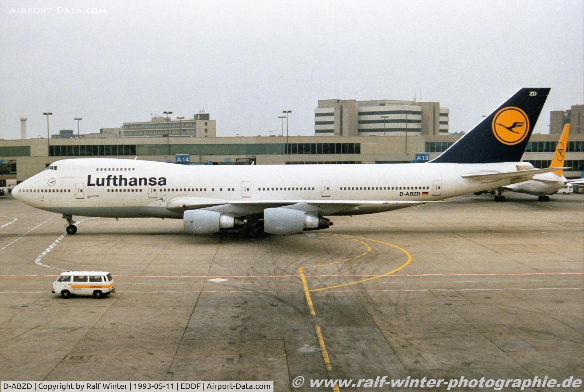 D-ABZD, 1986 Boeing 747-230B C/N 23407, Boeing 747-230B - LH DLH Lufthansa 'Kiel' - 23407 - D-ABZD - 1993 - FRA