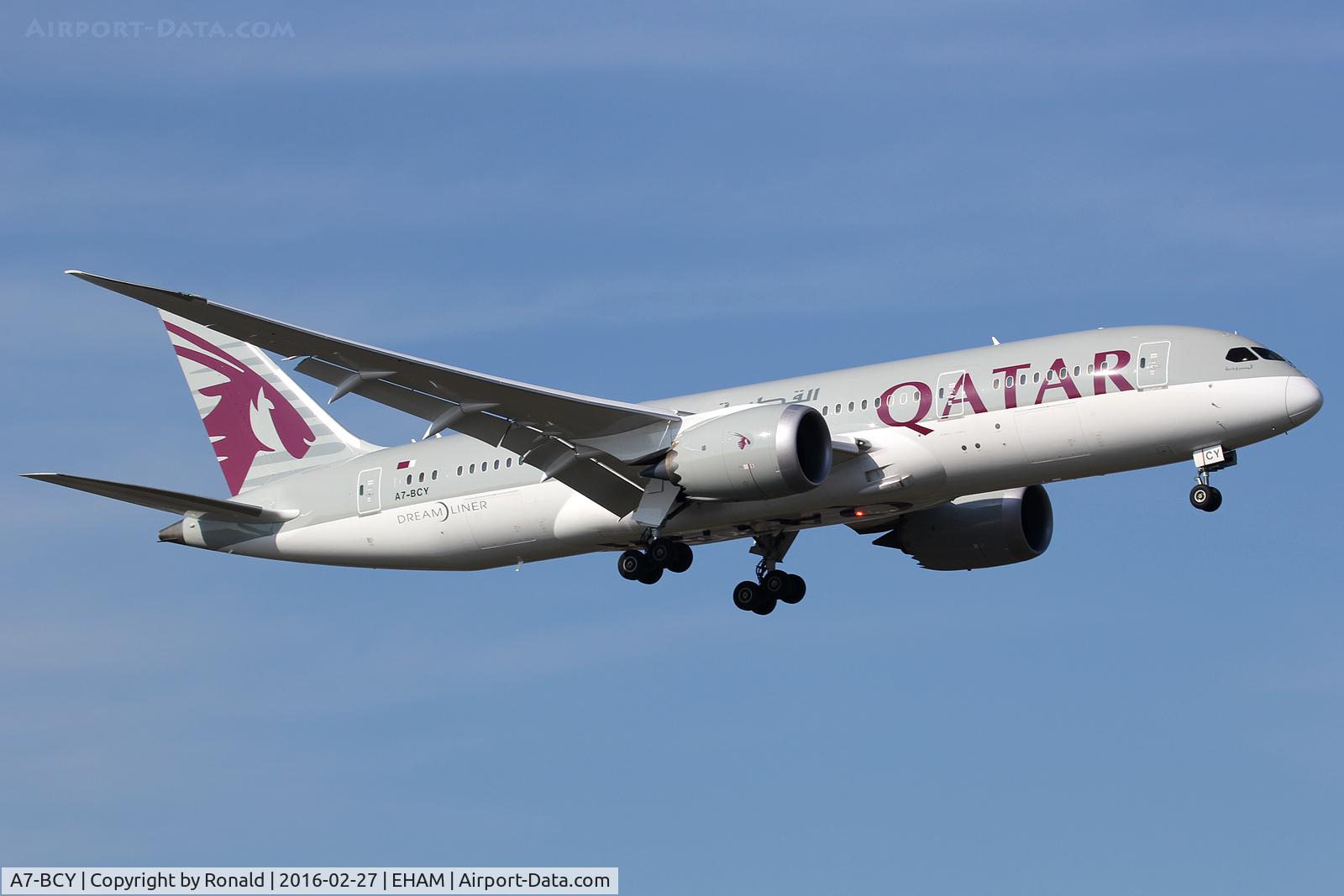 A7-BCY, 2015 Boeing 787-8 Dreamliner C/N 38343, at spl