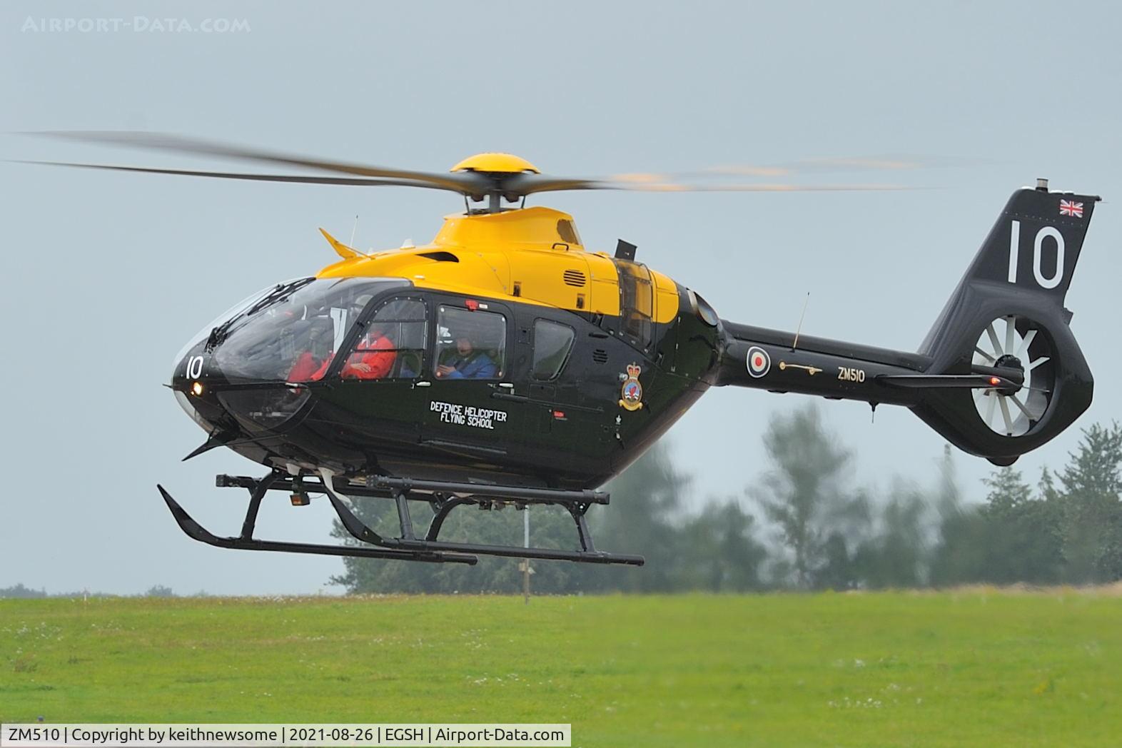 ZM510, 2017 Airbus Helicopters Juno HT.1 (EC-135T-3H) C/N 2009, Arriving at Norwich from Clacton.