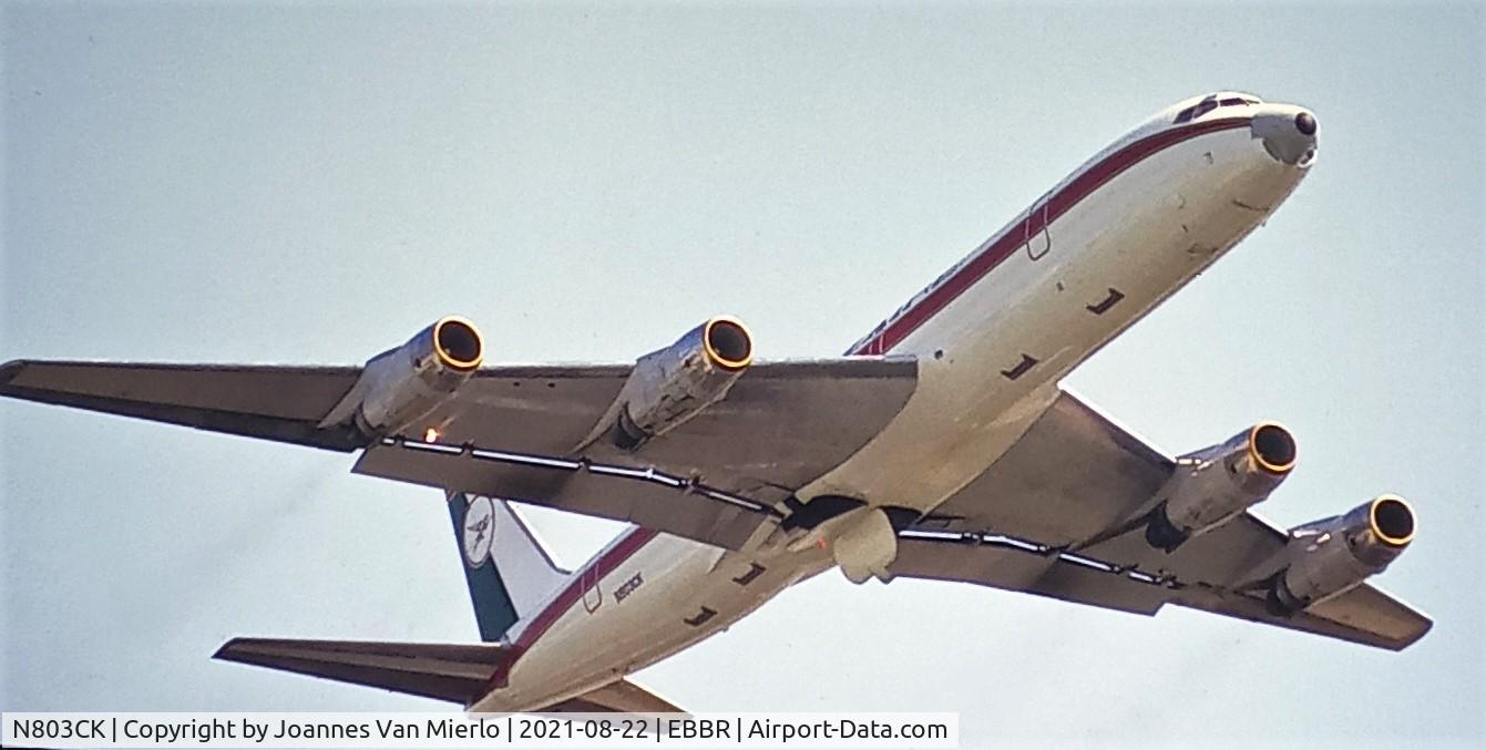 N803CK, 1960 Douglas DC-8F-54 C/N 45610, Lsd by AIR ZAIRE T/O EBBR 25R scan/slide '90s