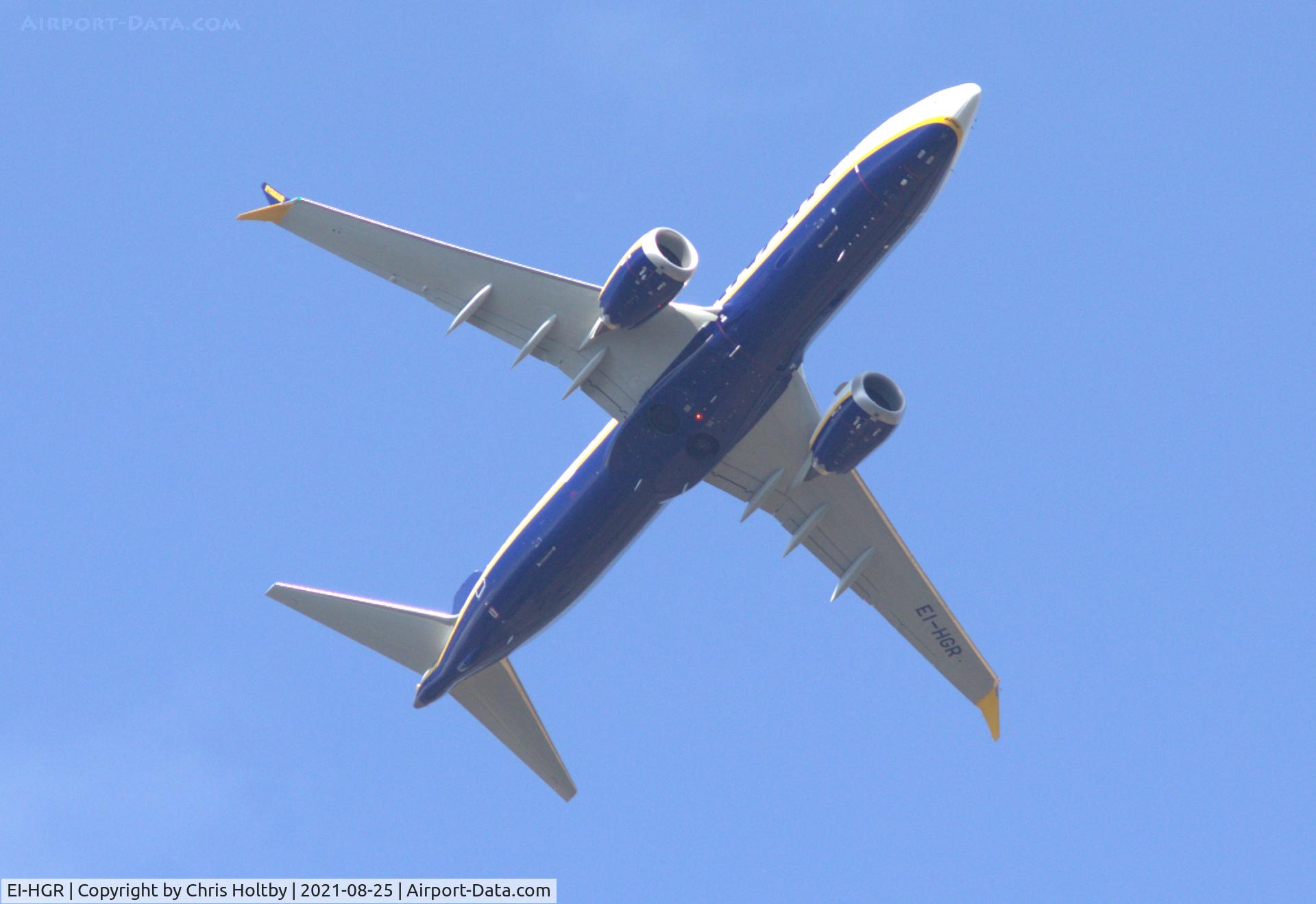 EI-HGR, 2021 Boeing 737-8200 C/N 65881, Over Ware, Herts on approach to Stansted Airport, Essex