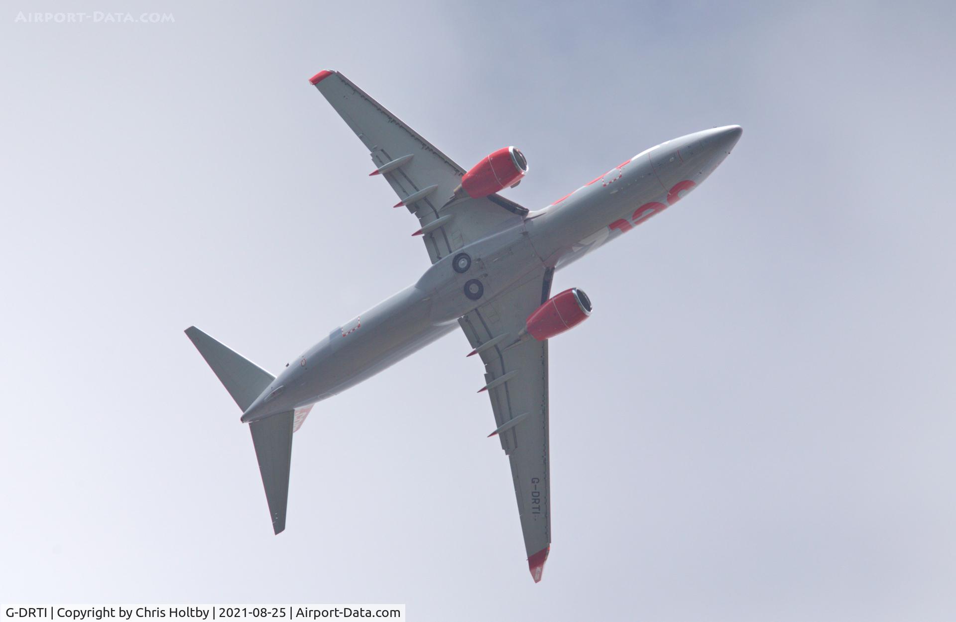 G-DRTI, 2005 Boeing 737-8FH C/N 29639, Over Ware, Herts. on final turn to approach Stansted Airport.