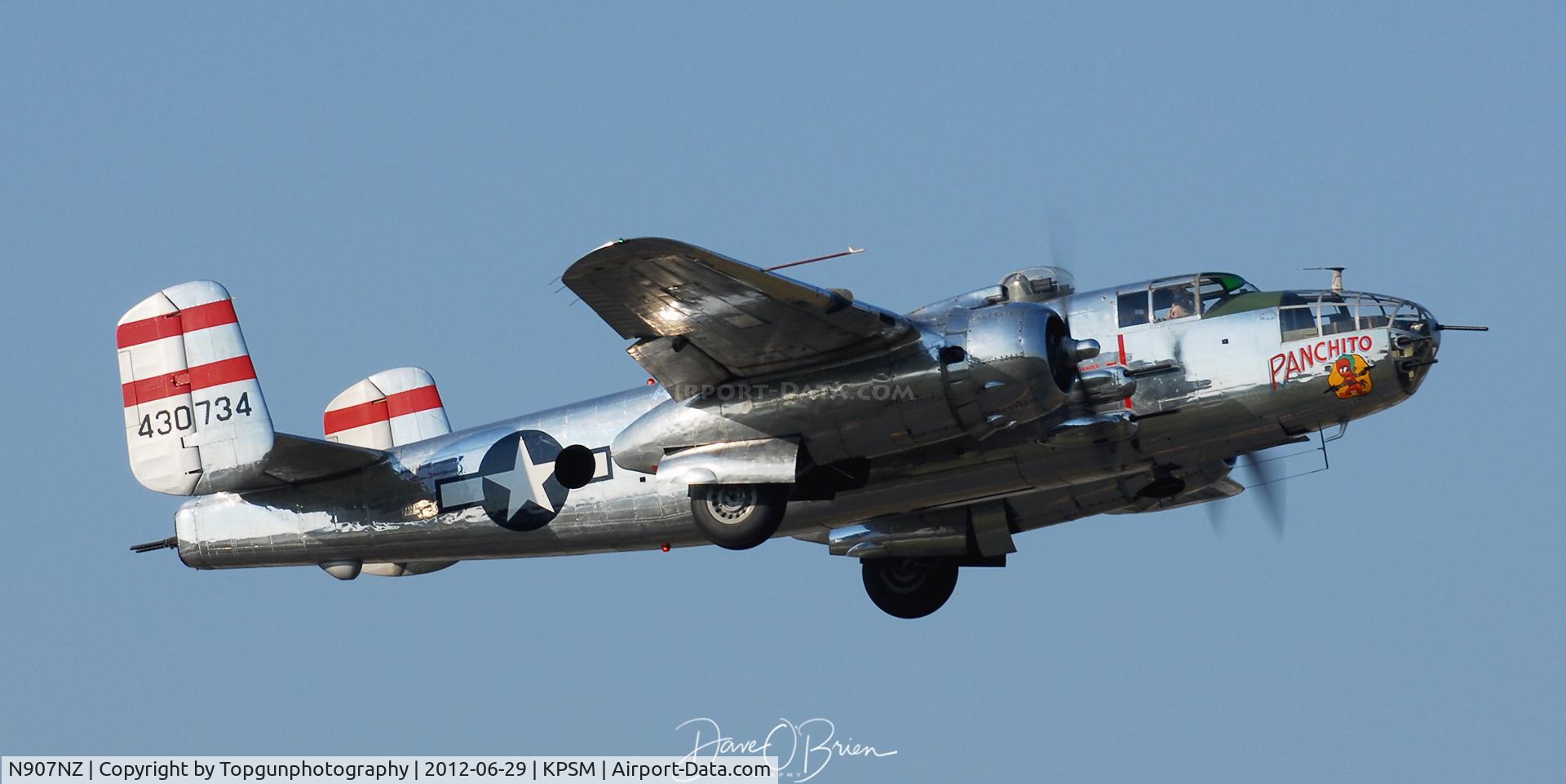 N907NZ, 1945 North American TB-25N C/N 108-34009, Panchito lifts off from Pease