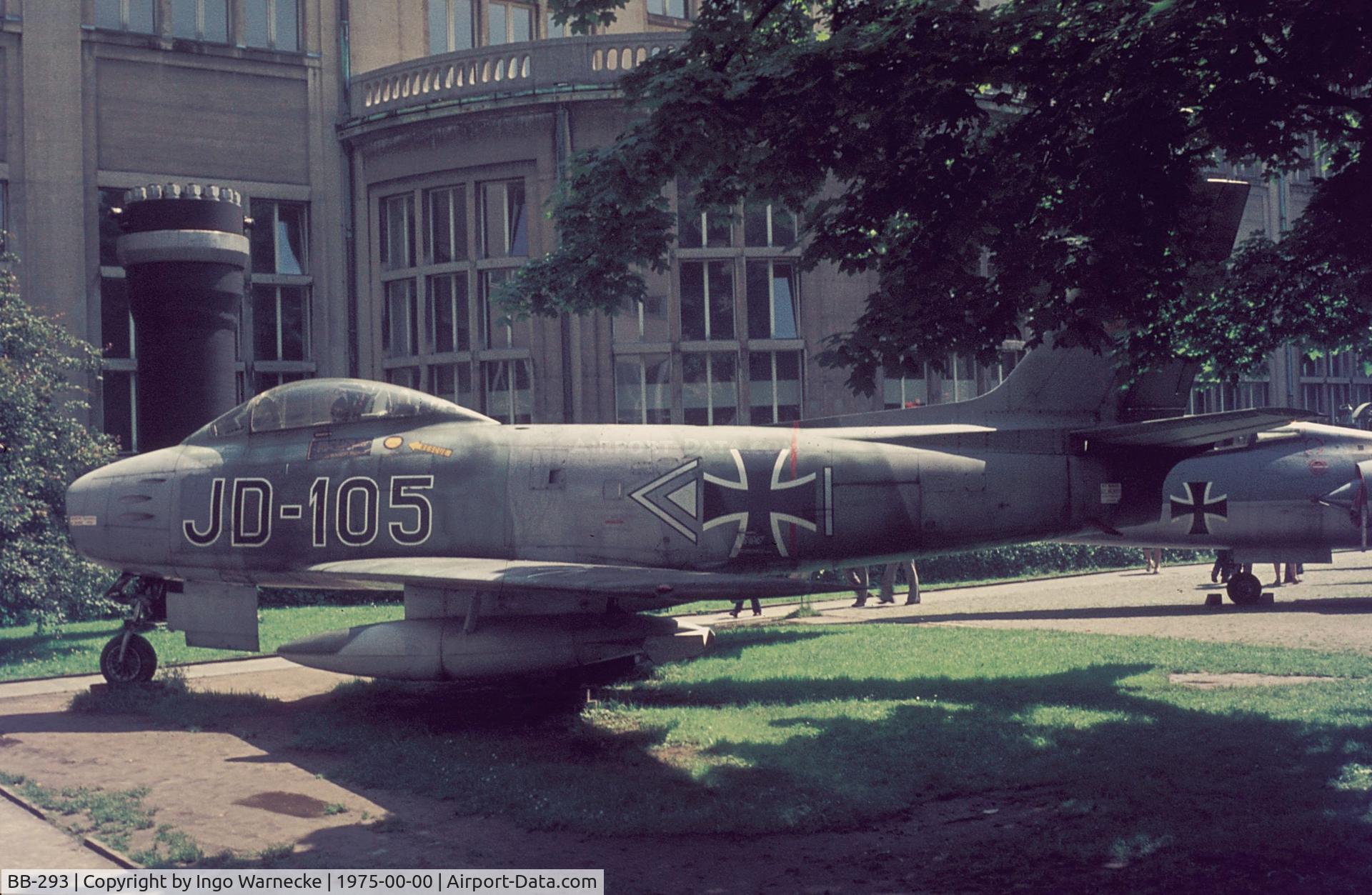 BB-293, Canadair CL-13B Sabre 6 C/N S6-1659, Canadair CL-13B Sabre 6 (North American F-86 Sabre), displayed as JD-105 outside in the park of the Deutsches Museum Museumsinsel, München