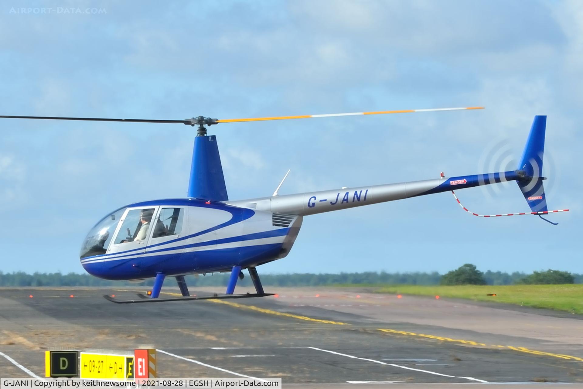 G-JANI, 1994 Robinson R44  Raven II C/N 0110, Arriving at Norwich from Minster Lovell.