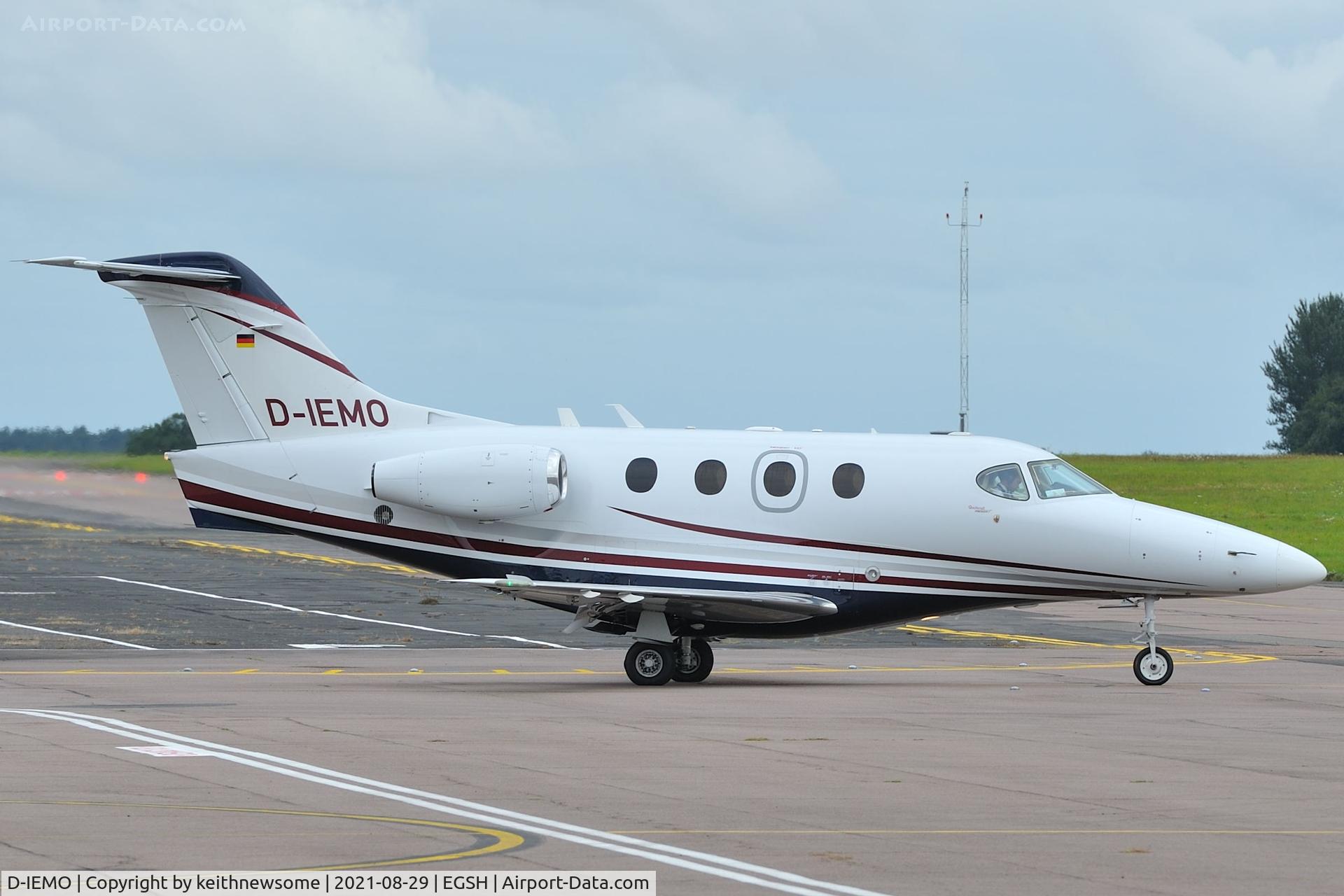 D-IEMO, 2008 Raytheon 390 Premier 1 C/N RB-228, Leaving Norwich for Oslo.