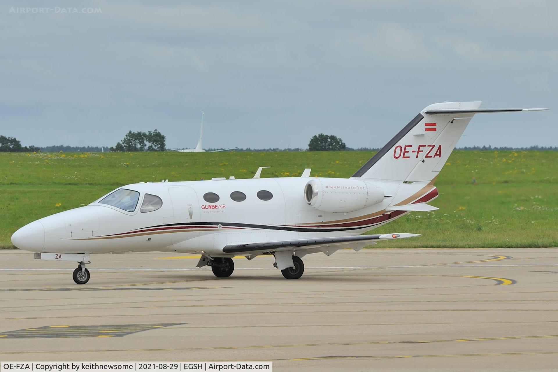 OE-FZA, 2008 Cessna 510 Citation Mustang Citation Mustang C/N 510-0144, Arriving at Norwich from Paderborn.