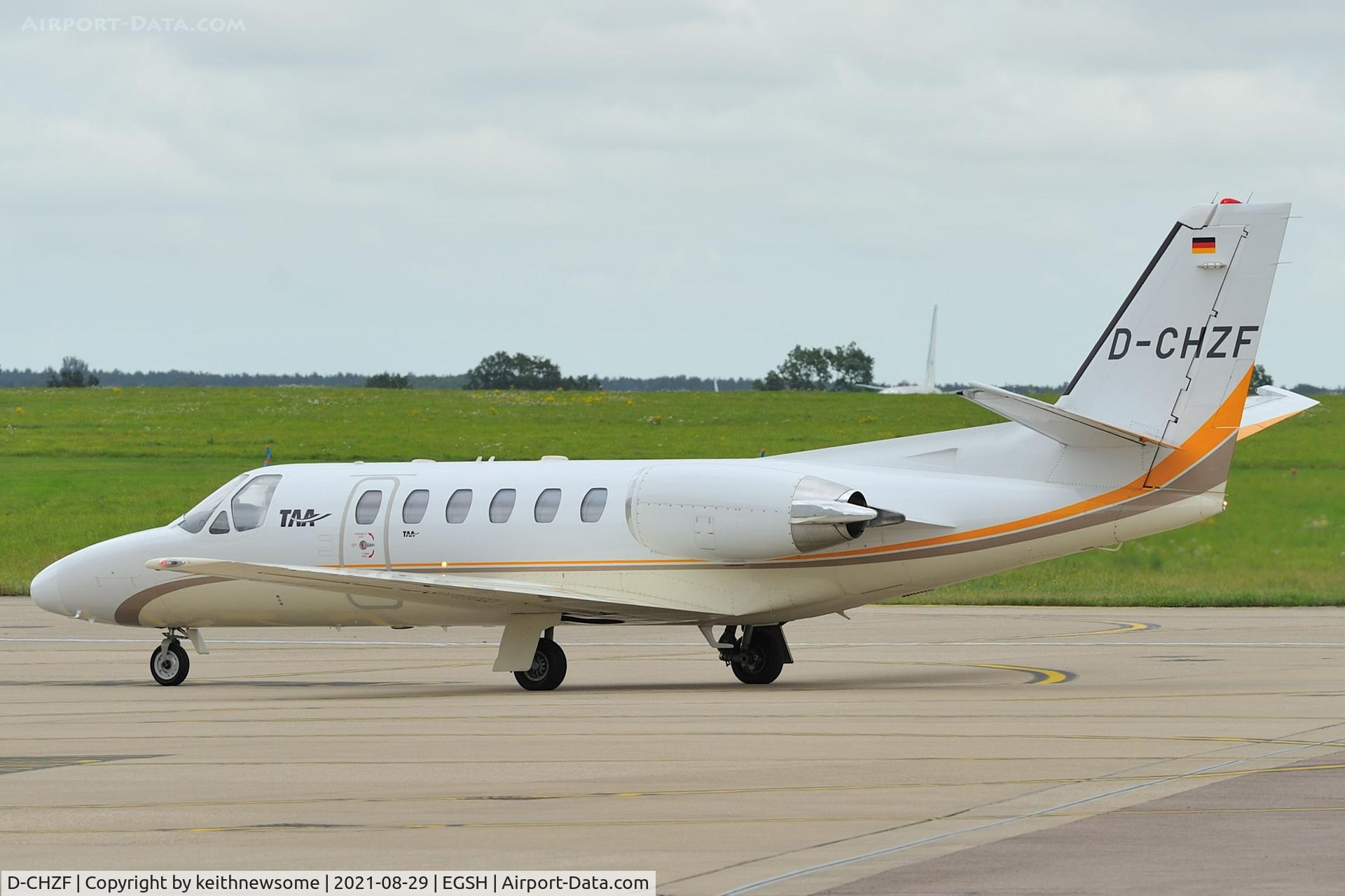 D-CHZF, 1999 Cessna 550 Citation Bravo C/N 550-0866, Arriving at Norwich from Innsbruck.