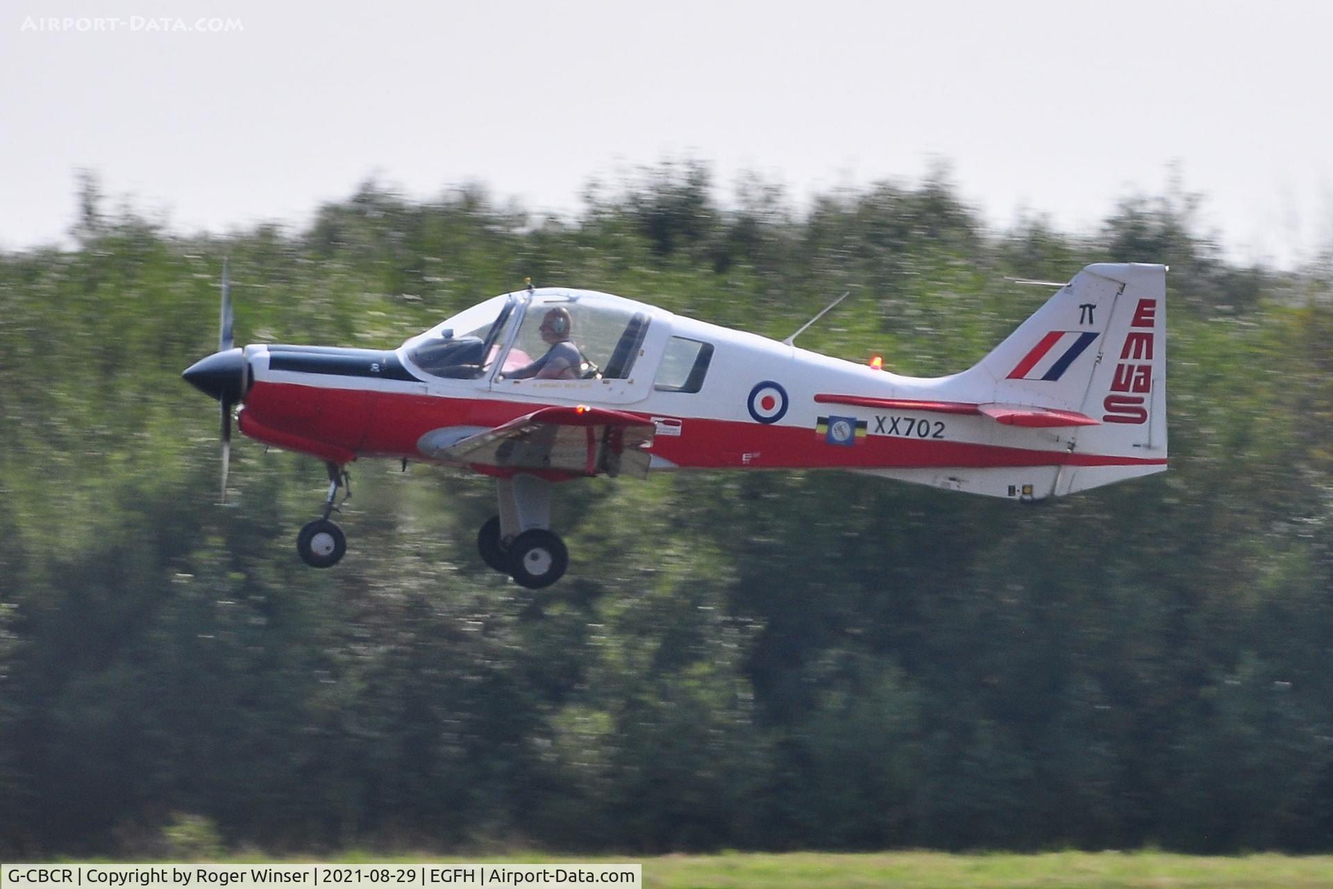 G-CBCR, 1975 Scottish Aviation Bulldog T.1 C/N BH120/351, Visiting Bulldog departing Runway 10.