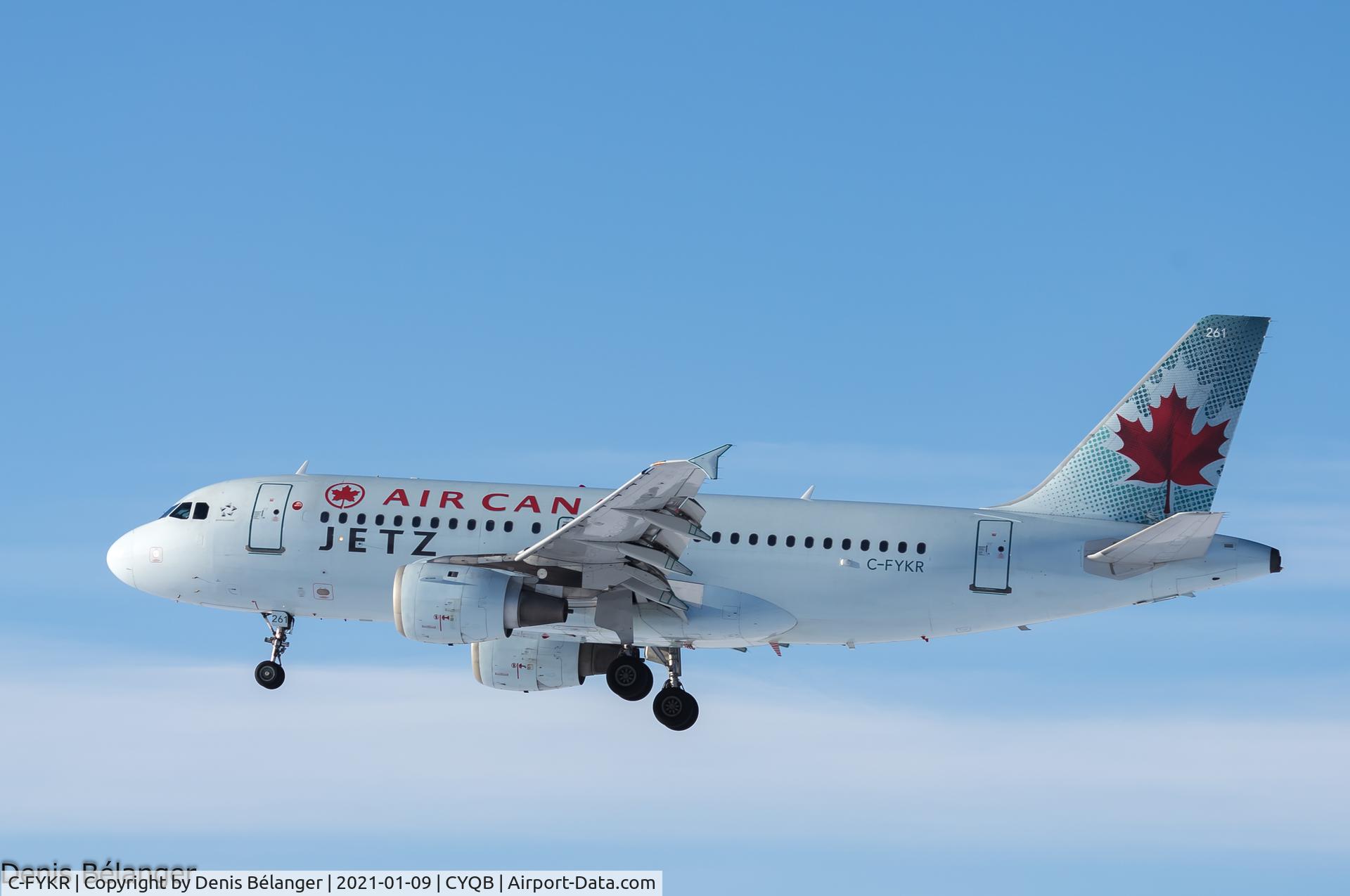 C-FYKR, 1997 Airbus A319-114 C/N 693, Landing in CYQB