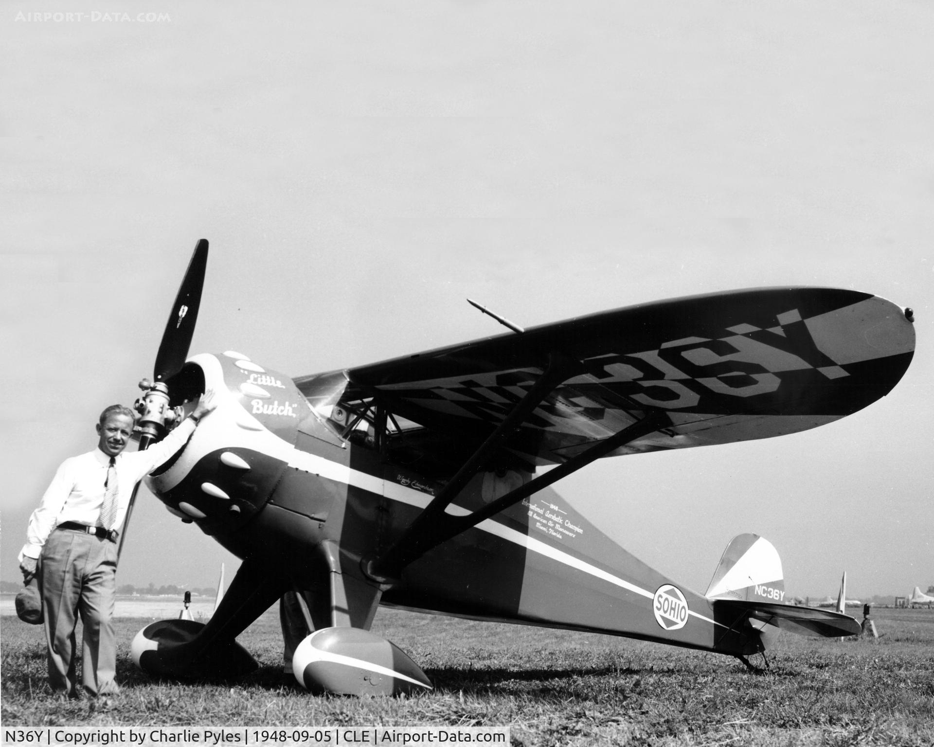 N36Y, 1941 Monocoupe 110 Special C/N 7W96, Woody Edmondson with 'Little Butch' at the National Air Races 1948. Shot by my friend Lou Miller R.I.P. whose various photos are now in my possession and collection.