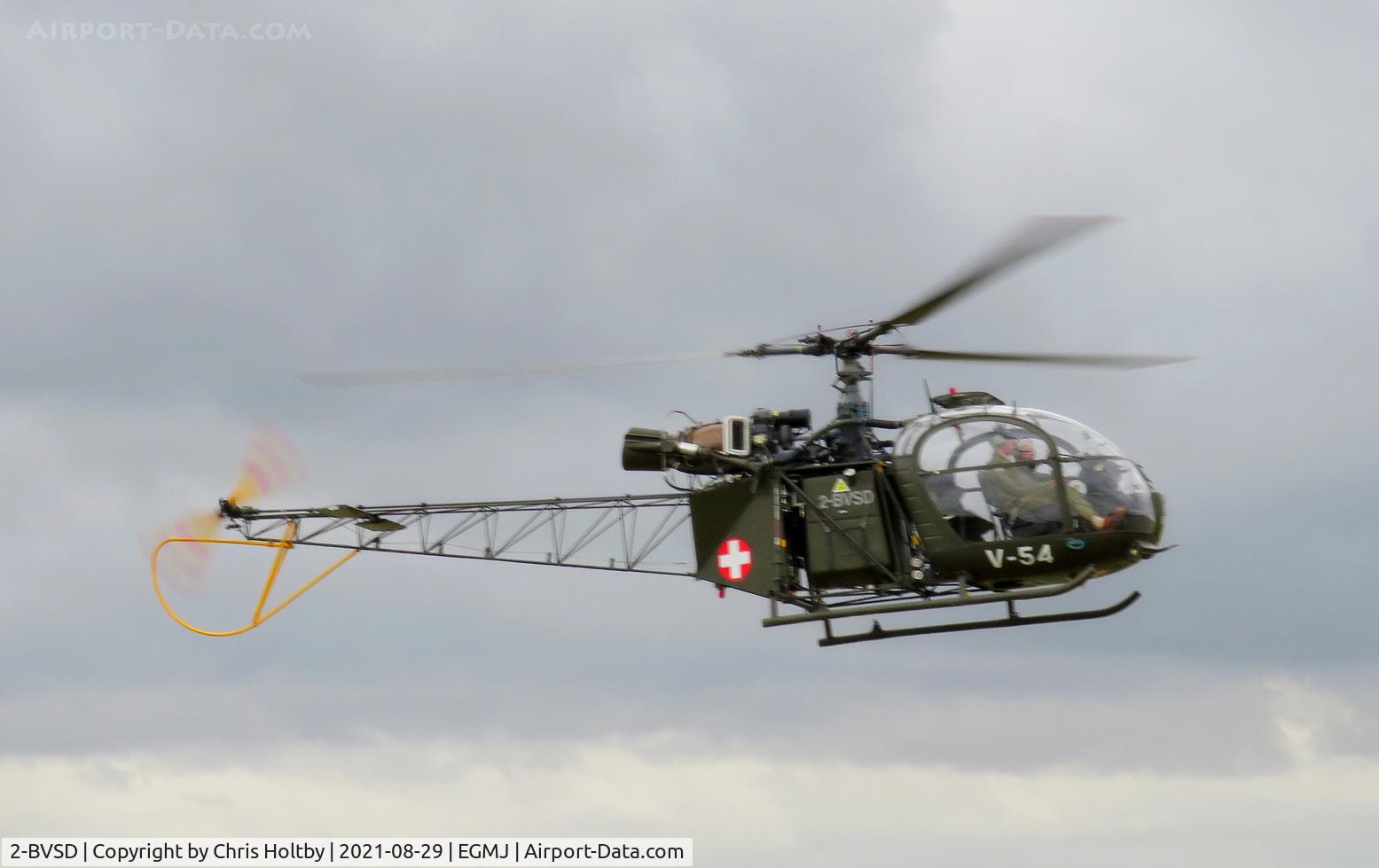 2-BVSD, 1964 Sud SE-3130 Alouette II C/N 1897, 1964 Alouette arriving at the Little Gransden Airshow 2021