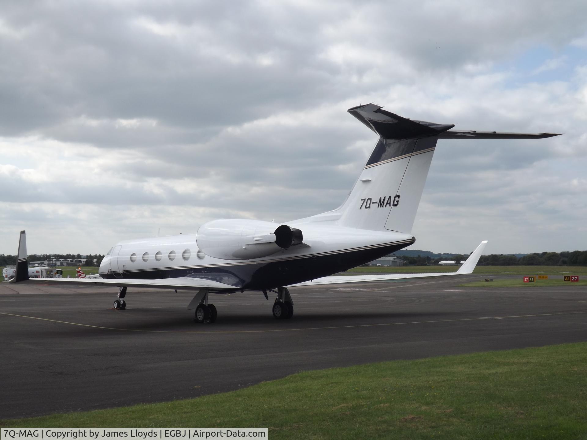 7Q-MAG, 1996 Gulfstream Aerospace G-IV C/N 1304, Parked up on stand1 at Gloucestershire Airport.