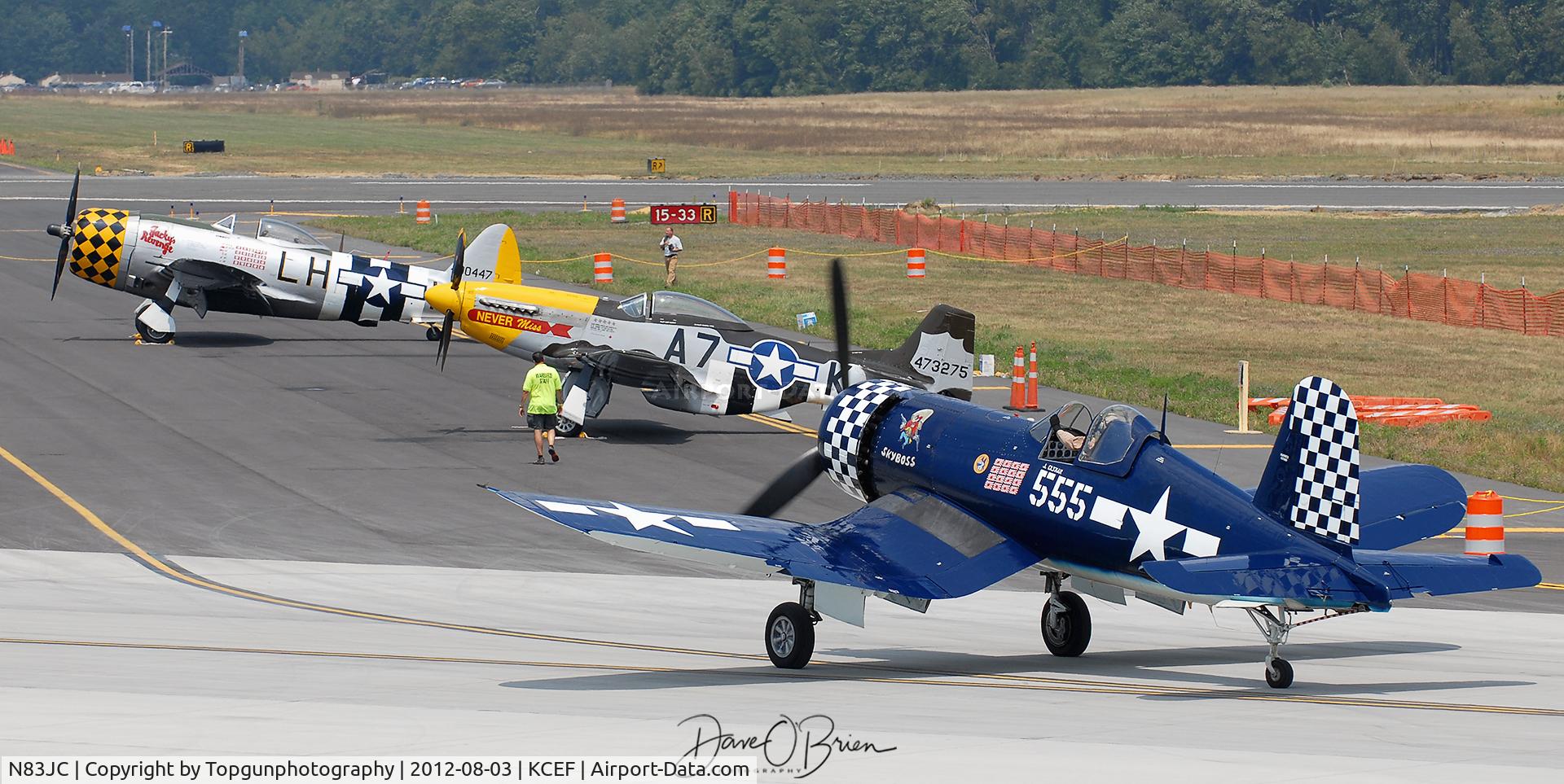 N83JC, 1943 Goodyear FG-1D Corsair C/N 67089, Sky Boss taxing back to the WWII ramp
