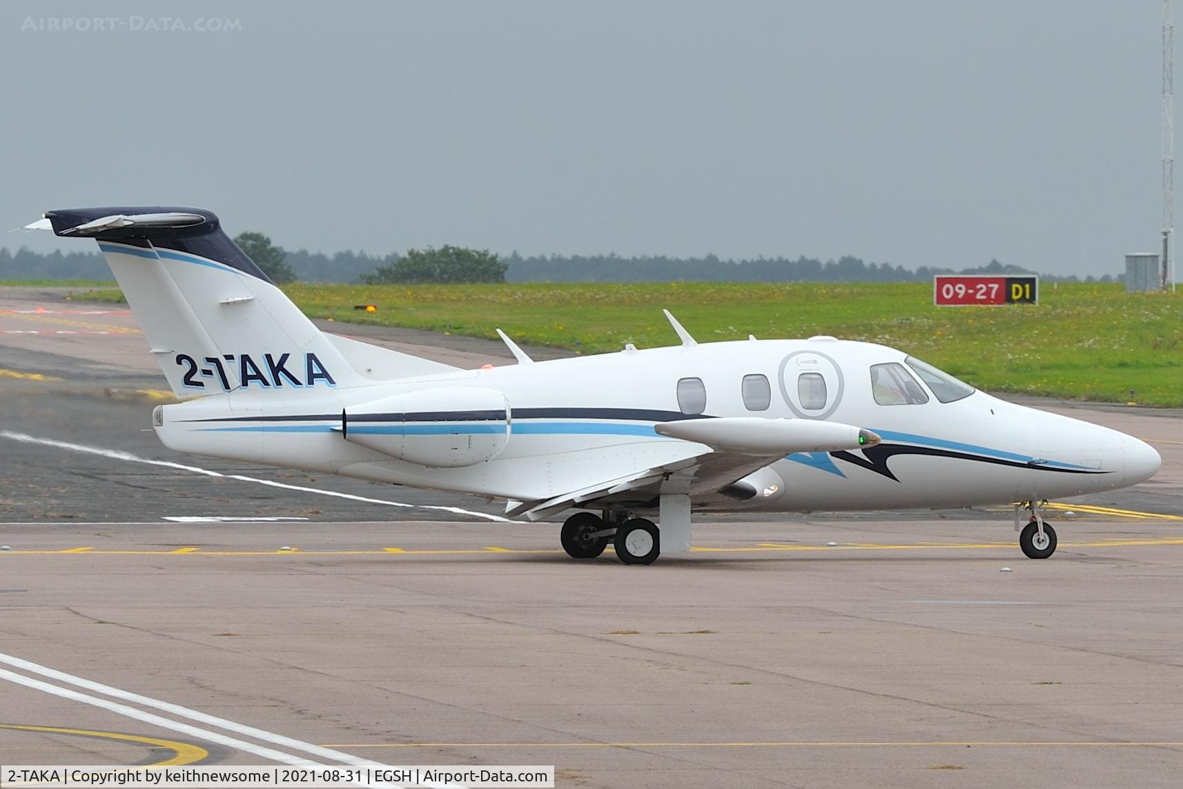 2-TAKA, 2008 Eclipse Aviation Corp EA500 C/N 000182, Leaving Norwich for Cranfield.
